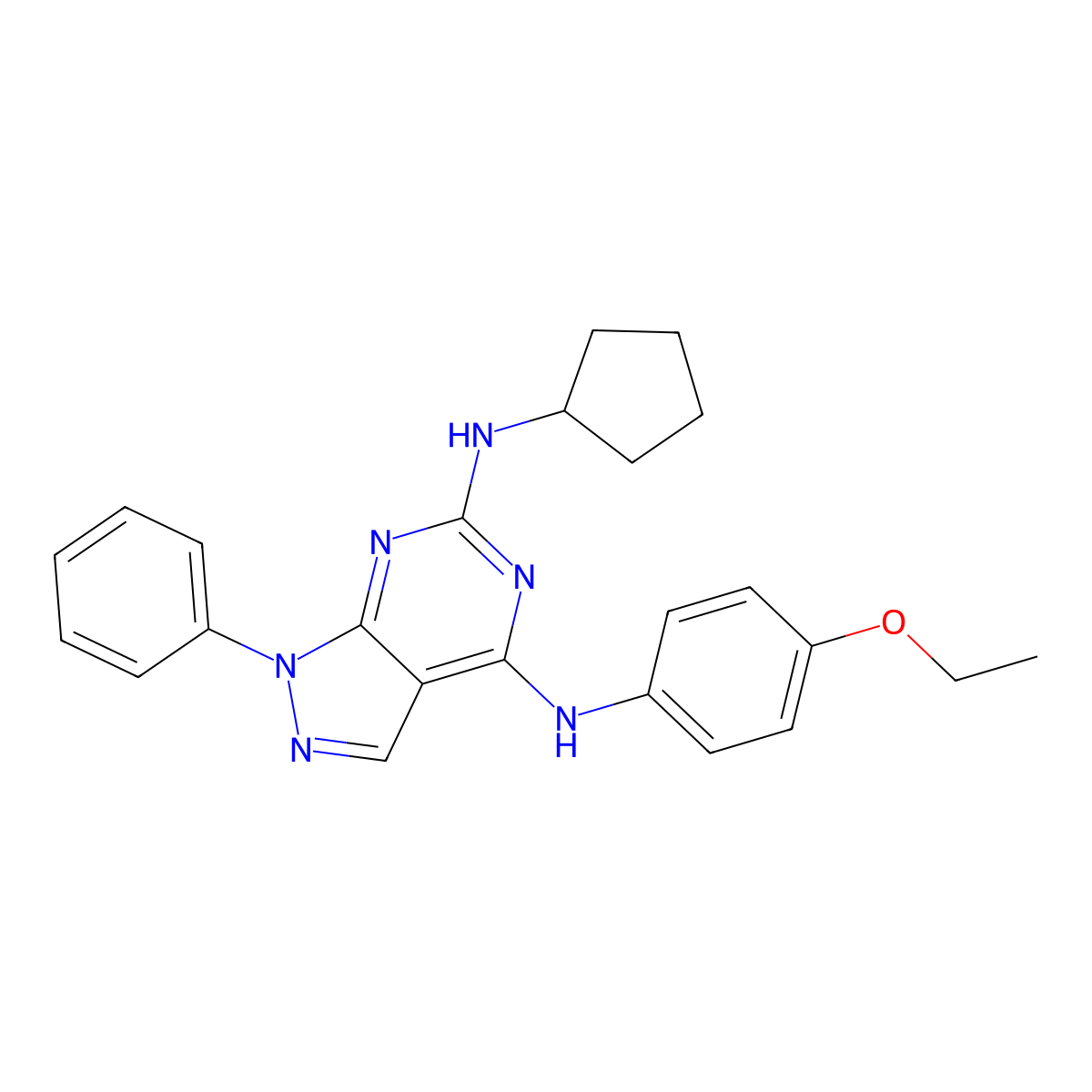 N6-cyclopentyl-N4-(4-ethoxyphenyl)-1-phenyl-1H-pyrazolo[3,4-d]pyrimidine-4,6-diamine molecular structure, CAS 1005296-92-3