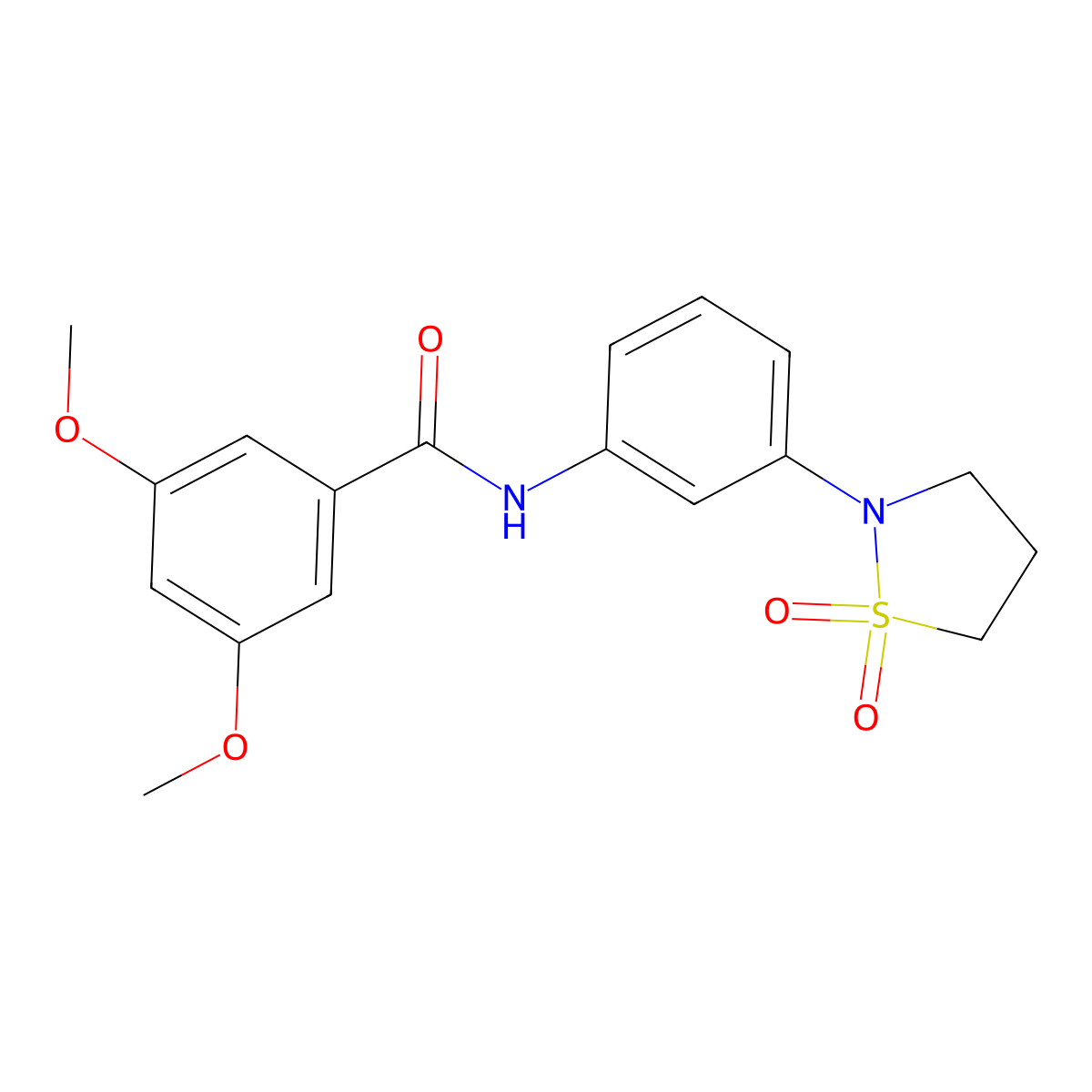 N-(3-(1,1-dioxidoisothiazolidin-2-yl)phenyl)-3,5-dimethoxybenzamide molecular structure, CAS 1005297-01-7
