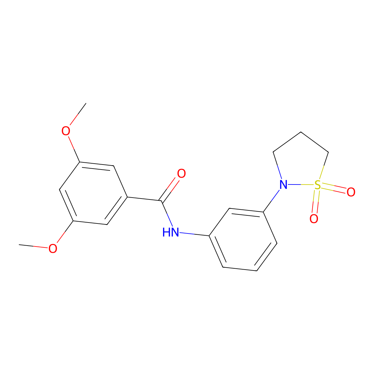 N-(3-(1,1-dioxidoisothiazolidin-2-yl)phenyl)-3,5-dimethoxybenzamide molecular structure, CAS 1005297-01-7