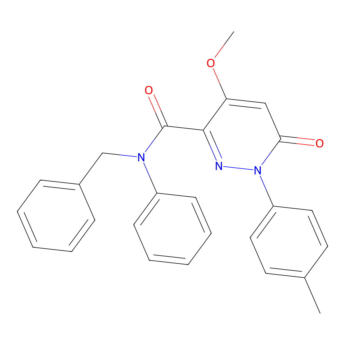 N-benzyl-4-methoxy-6-oxo-N-phenyl-1-(p-tolyl)-1,6-dihydropyridazine-3-carboxamide molecular structure, CAS 1005297-02-8