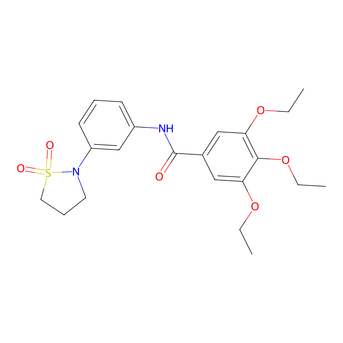 N-(3-(1,1-dioxidoisothiazolidin-2-yl)phenyl)-3,4,5-triethoxybenzamide molecular structure, CAS 1005297-04-0