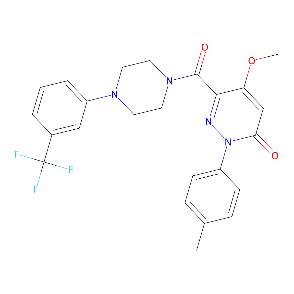 5-methoxy-2-(p-tolyl)-6-(4-(3-(trifluoromethyl)phenyl)piperazine-1-carbonyl)pyridazin-3(2H)-one molecular structure, CAS 1005297-05-1