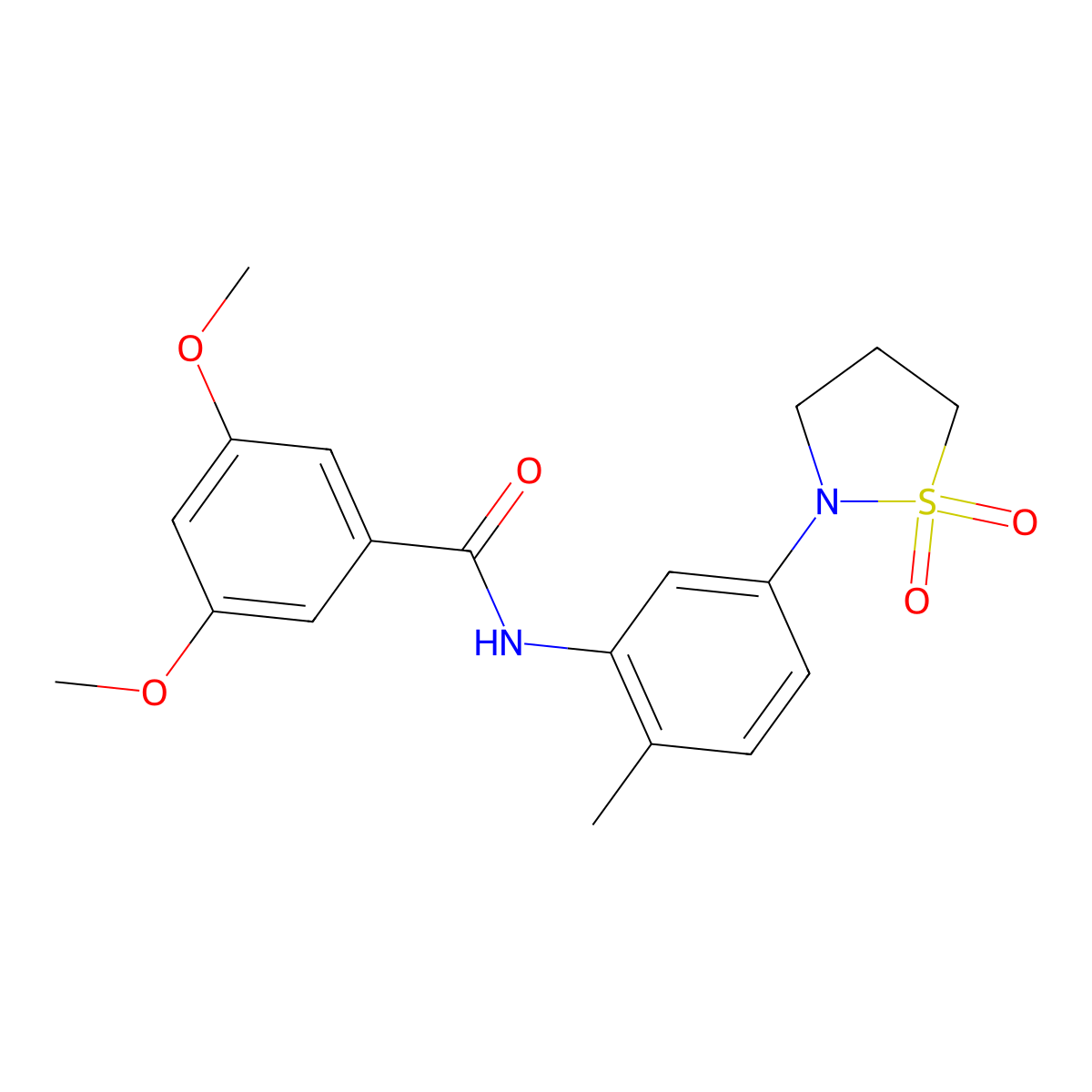 N-(5-(1,1-dioxidoisothiazolidin-2-yl)-2-methylphenyl)-3,5-dimethoxybenzamide molecular structure, CAS 1005297-07-3