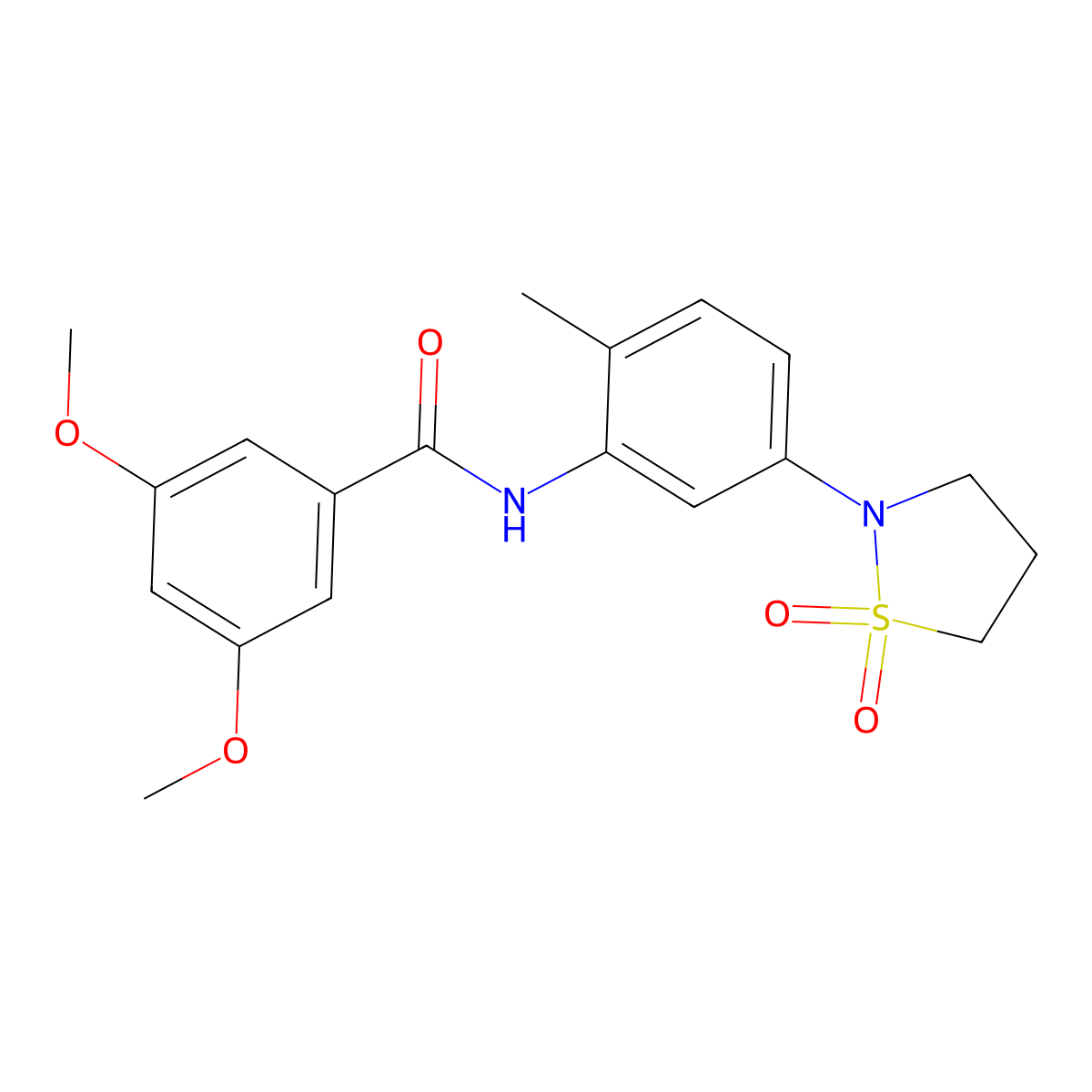 N-(5-(1,1-dioxidoisothiazolidin-2-yl)-2-methylphenyl)-3,5-dimethoxybenzamide molecular structure, CAS 1005297-07-3