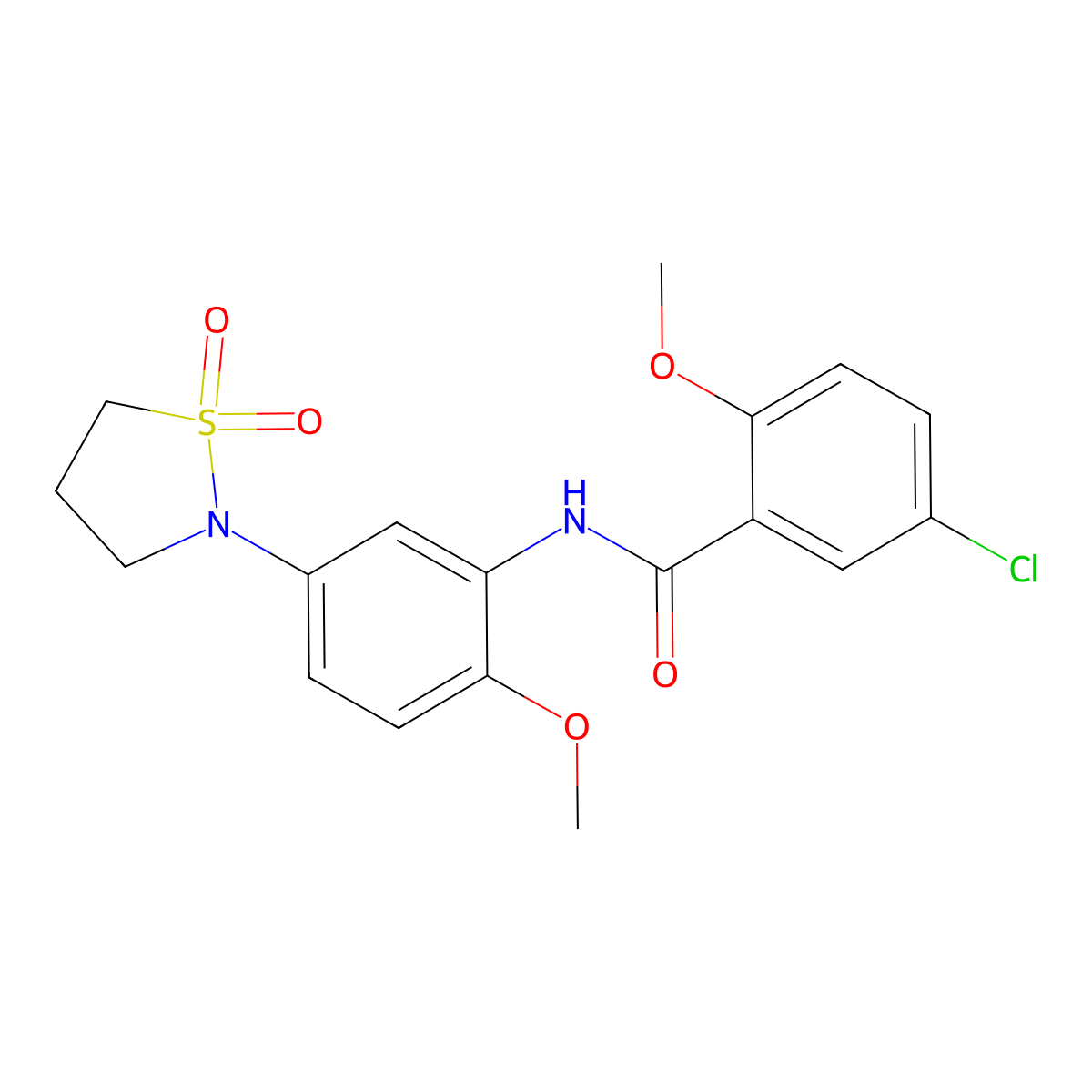 5-chloro-N-(5-(1,1-dioxidoisothiazolidin-2-yl)-2-methoxyphenyl)-2-methoxybenzamide molecular structure, CAS 1005297-12-0