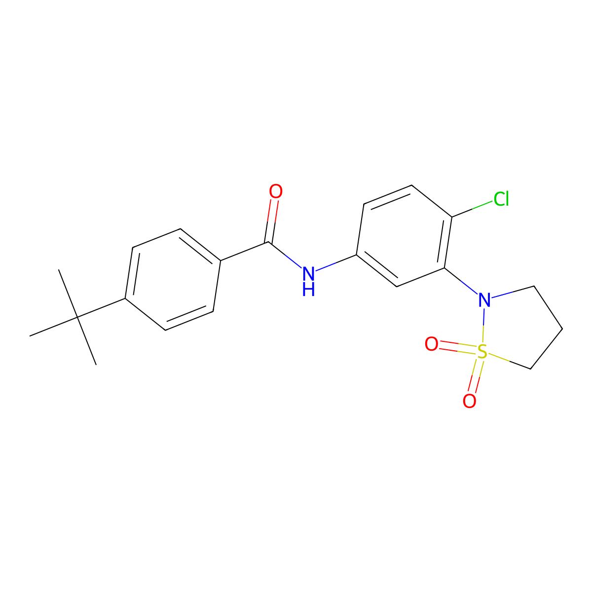 4-tert-butyl-N-[4-chloro-3-(1,1-dioxo-1,2-thiazolidin-2-yl)phenyl]benzamide molecular structure, CAS 1005297-17-5