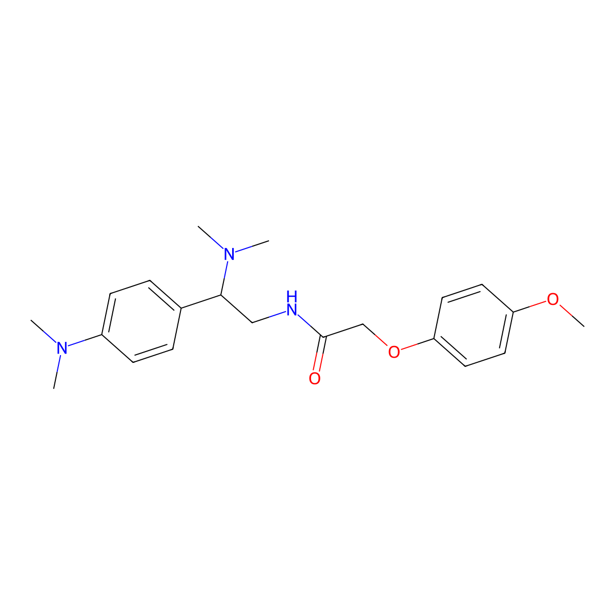 N-[2-(dimethylamino)-2-[4-(dimethylamino)phenyl]ethyl]-2-(4-methoxyphenoxy)acetamide molecular structure, CAS 1005297-25-5