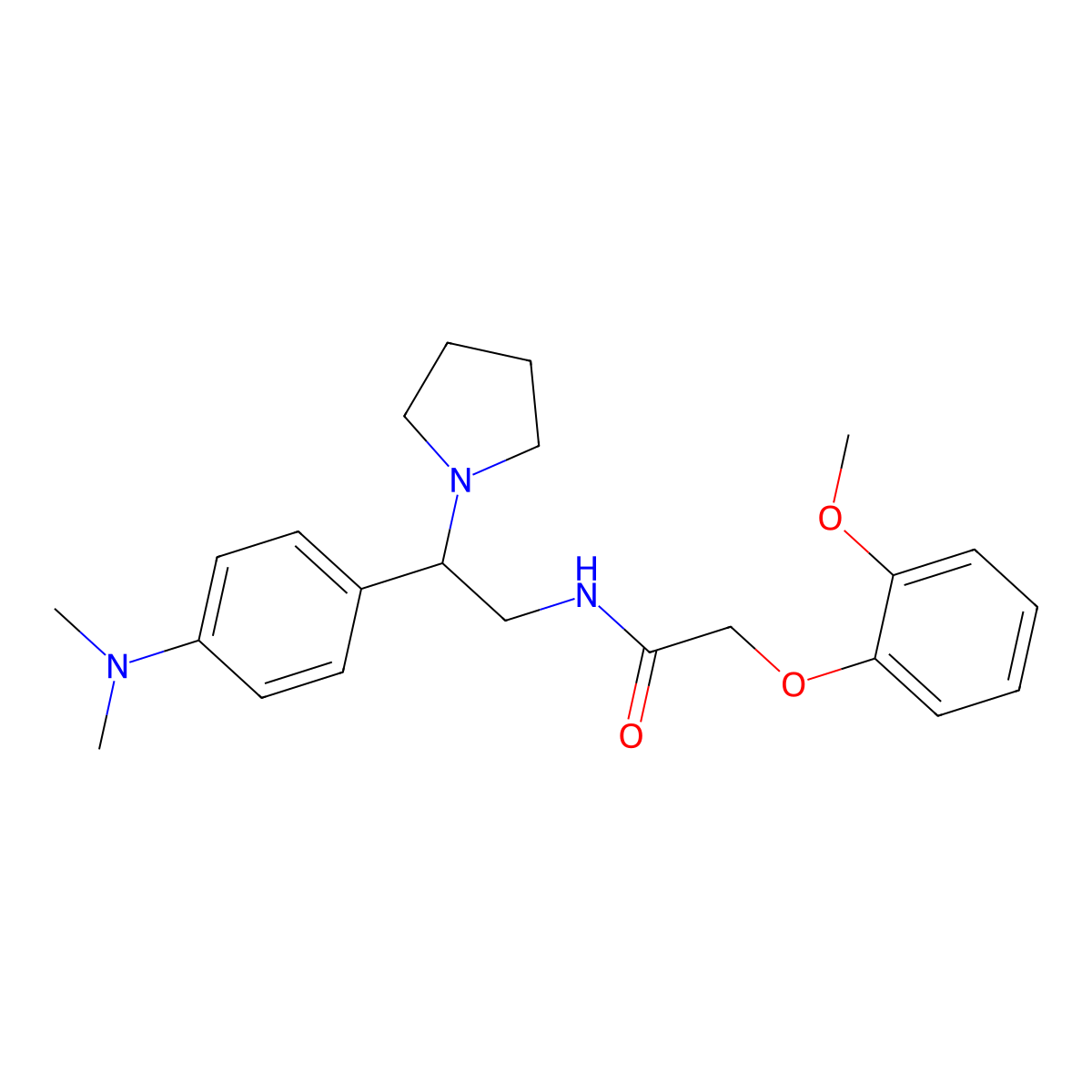 N-{2-[4-(dimethylamino)phenyl]-2-(pyrrolidin-1-yl)ethyl}-2-(2-methoxyphenoxy)acetamide molecular structure, CAS 1005297-27-7