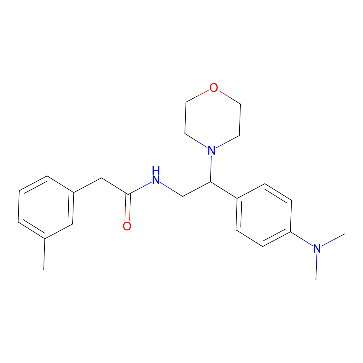 N-(2-(4-(dimethylamino)phenyl)-2-morpholinoethyl)-2-(m-tolyl)acetamide molecular structure, CAS 1005297-29-9