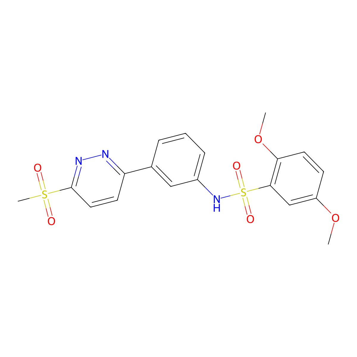 2,5-dimethoxy-N-(3-(6-(methylsulfonyl)pyridazin-3-yl)phenyl)benzenesulfonamide molecular structure, CAS 1005297-30-2