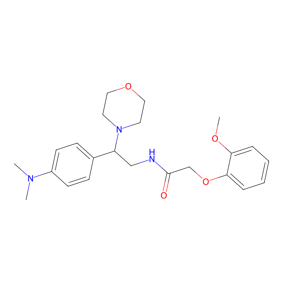 N-(2-(4-(dimethylamino)phenyl)-2-morpholinoethyl)-2-(2-methoxyphenoxy)acetamide molecular structure, CAS 1005297-32-4