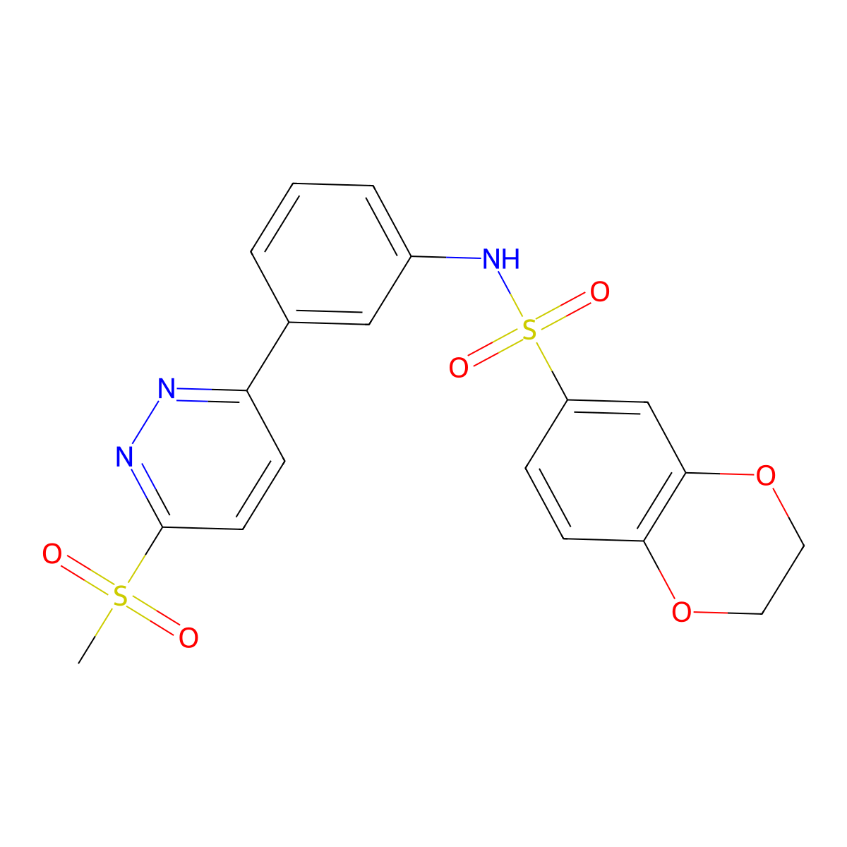 N-[3-(6-methanesulfonylpyridazin-3-yl)phenyl]-2,3-dihydro-1,4-benzodioxine-6-sulfonamide molecular structure, CAS 1005297-33-5