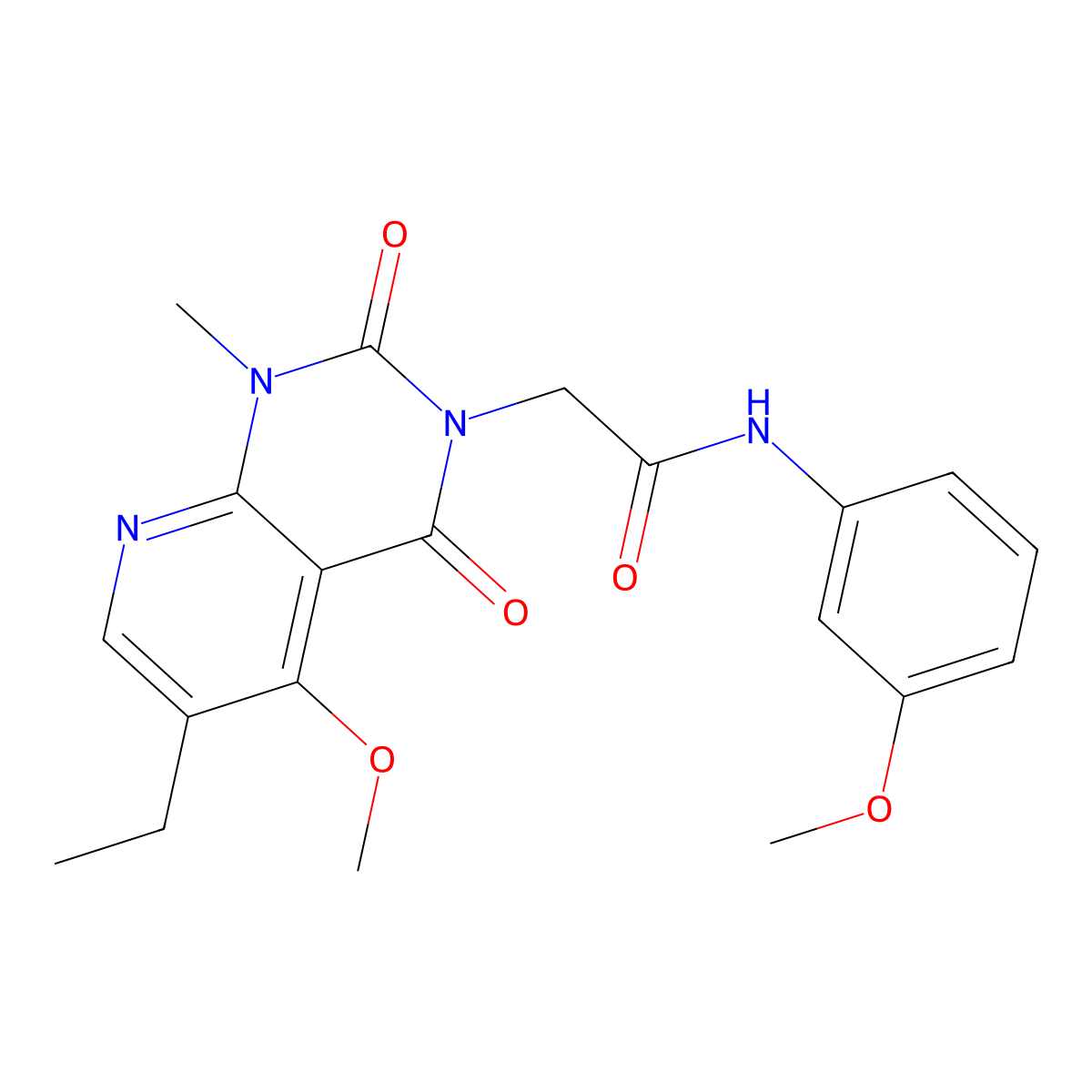 2-(6-ethyl-5-methoxy-1-methyl-2,4-dioxo-1,2-dihydropyrido[2,3-d]pyrimidin-3(4H)-yl)-N-(3-methoxyphenyl)acetamide molecular structure, CAS 1005297-46-0