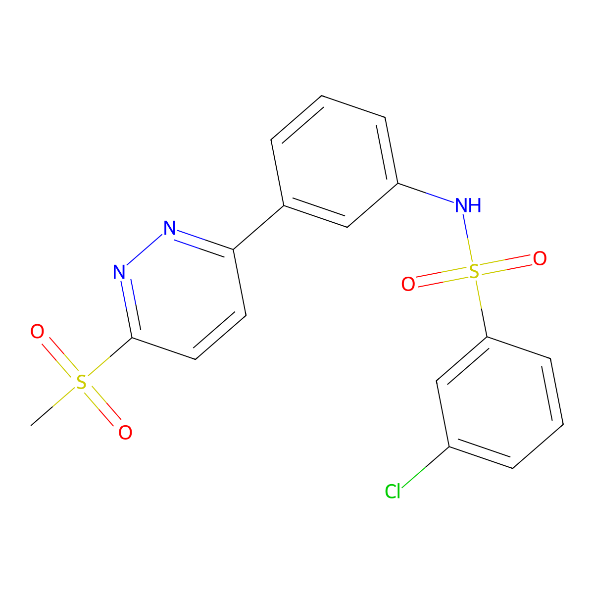 3-chloro-N-(3-(6-(methylsulfonyl)pyridazin-3-yl)phenyl)benzenesulfonamide molecular structure, CAS 1005297-51-7