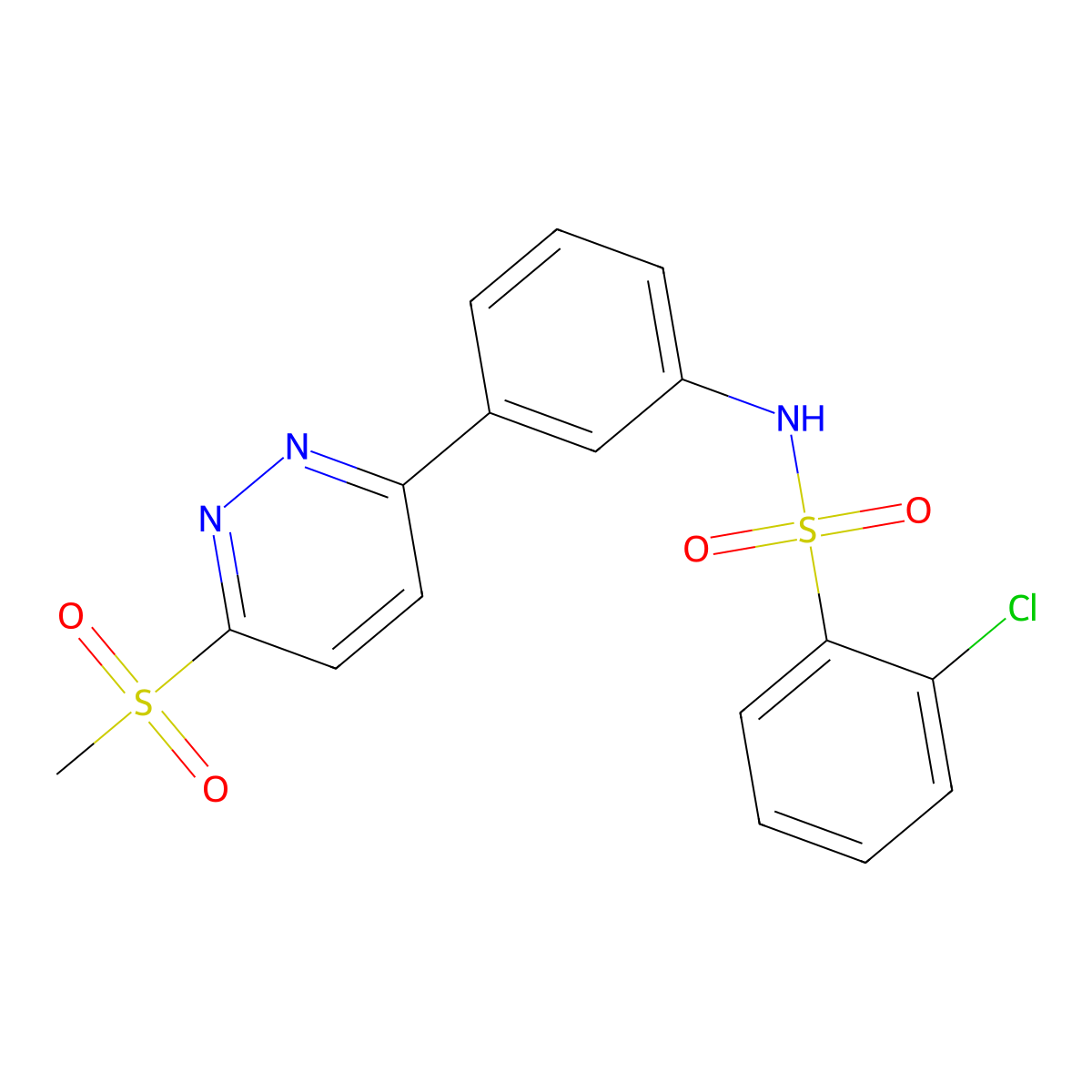 2-chloro-N-(3-(6-(methylsulfonyl)pyridazin-3-yl)phenyl)benzenesulfonamide molecular structure, CAS 1005297-55-1