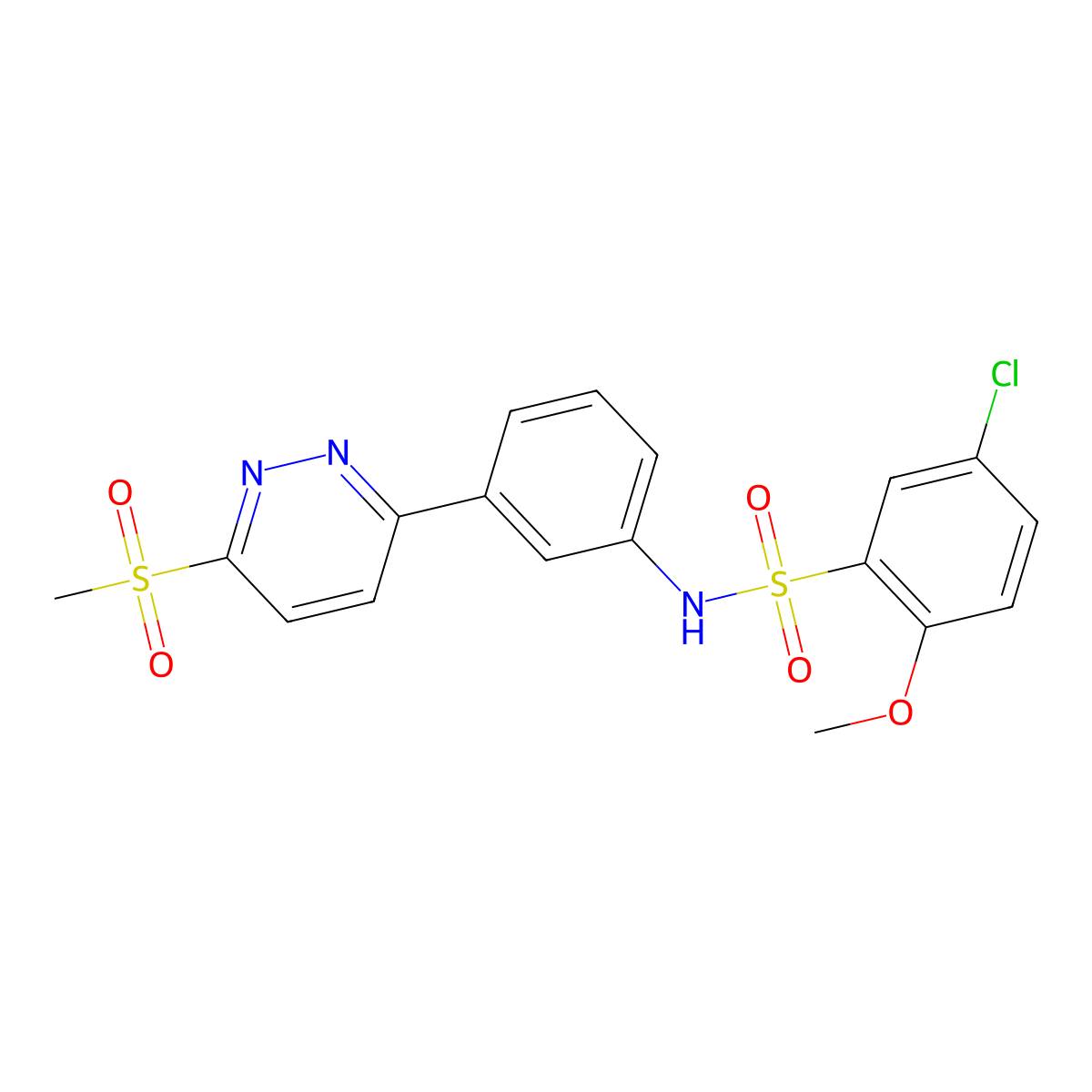 5-chloro-2-methoxy-N-(3-(6-(methylsulfonyl)pyridazin-3-yl)phenyl)benzenesulfonamide molecular structure, CAS 1005297-58-4