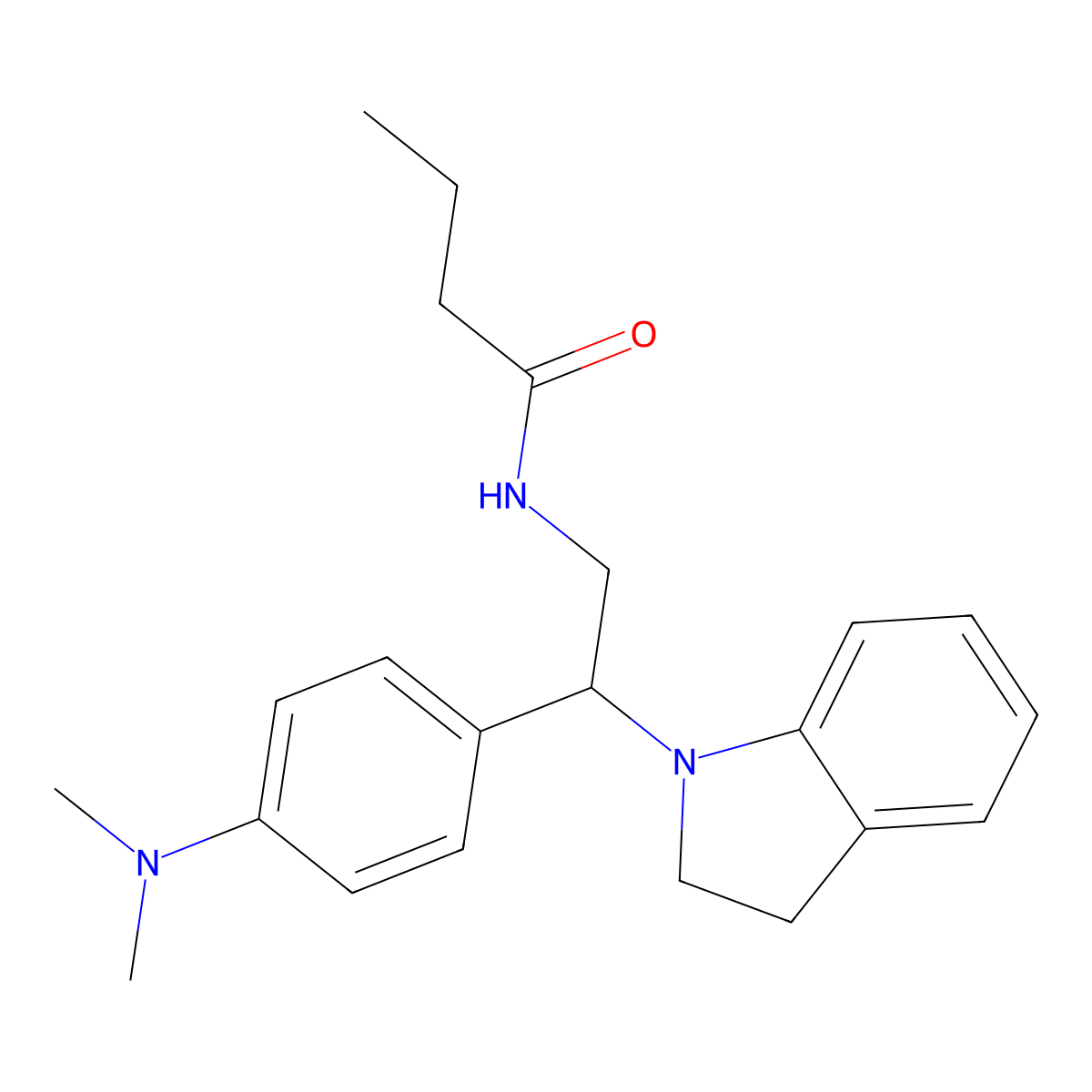 N-[2-(2,3-dihydro-1H-indol-1-yl)-2-[4-(dimethylamino)phenyl]ethyl]butanamide molecular structure, CAS 1005297-59-5