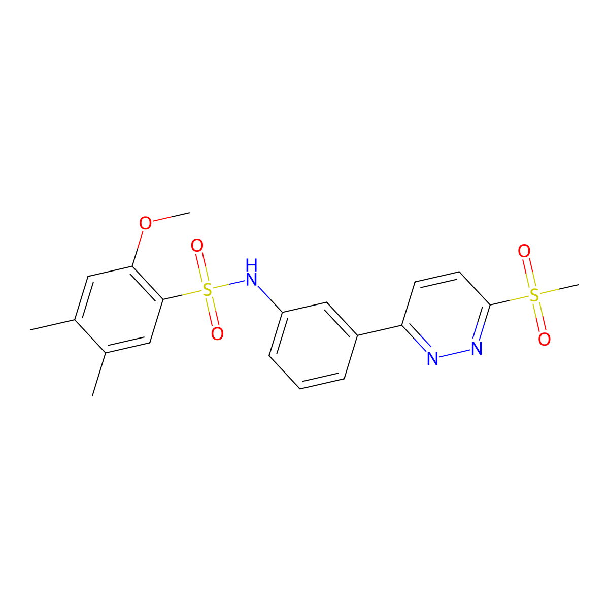 2-Methoxy-4,5-dimethyl-N-(3-(6-(methylsulfonyl)pyridazin-3-yl)phenyl)benzenesulfonamide molecular structure, CAS 1005297-62-0