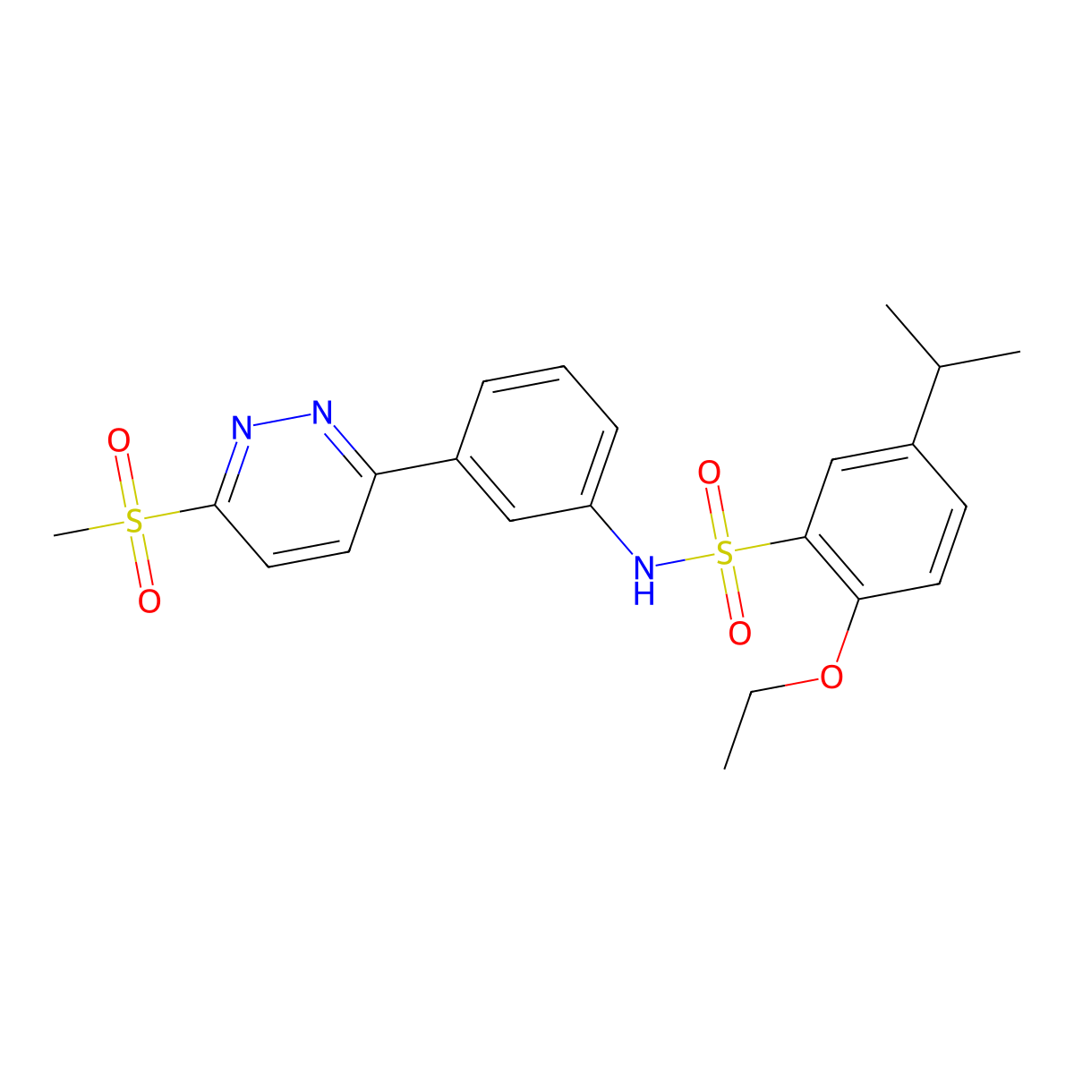 2-ethoxy-5-isopropyl-N-(3-(6-(methylsulfonyl)pyridazin-3-yl)phenyl)benzenesulfonamide molecular structure, CAS 1005297-66-4
