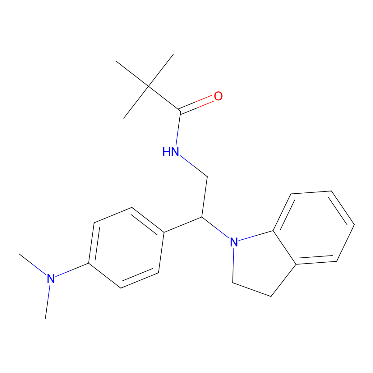 N-(2-(4-(dimethylamino)phenyl)-2-(indolin-1-yl)ethyl)pivalamide molecular structure, CAS 1005297-67-5