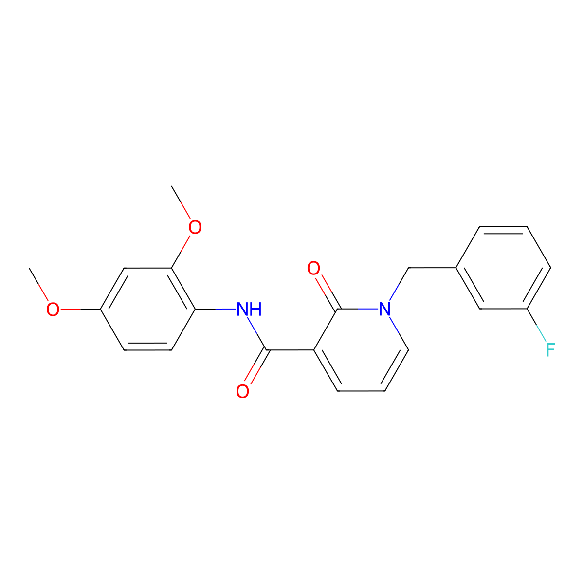 N-(2,4-dimethoxyphenyl)-1-(3-fluorobenzyl)-2-oxo-1,2-dihydropyridine-3-carboxamide molecular structure, CAS 1005297-68-6