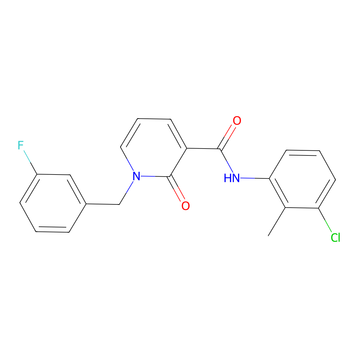 N-(3-chloro-2-methylphenyl)-1-[(3-fluorophenyl)methyl]-2-oxo-1,2-dihydropyridine-3-carboxamide molecular structure, CAS 1005297-72-2