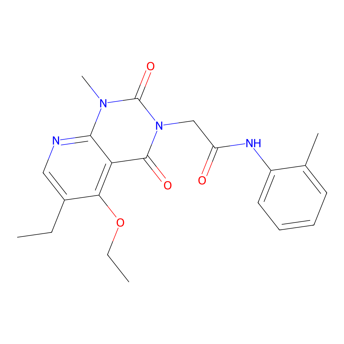 2-(5-ethoxy-6-ethyl-1-methyl-2,4-dioxo-1,2-dihydropyrido[2,3-d]pyrimidin-3(4H)-yl)-N-(o-tolyl)acetamide molecular structure, CAS 1005297-73-3