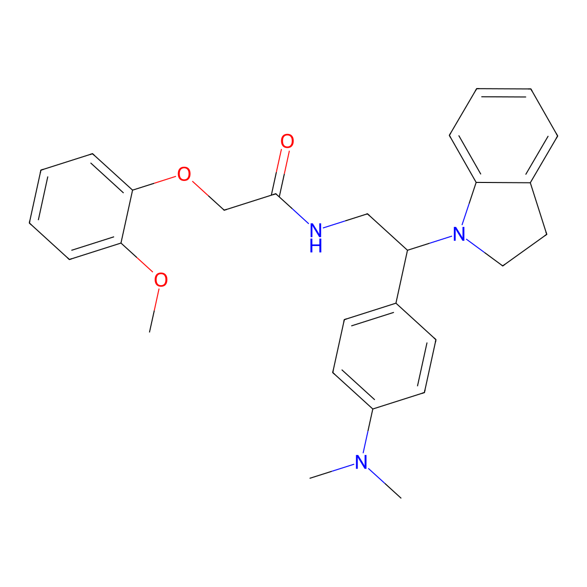 N-[2-(2,3-dihydro-1H-indol-1-yl)-2-[4-(dimethylamino)phenyl]ethyl]-2-(2-methoxyphenoxy)acetamide molecular structure, CAS 1005297-75-5