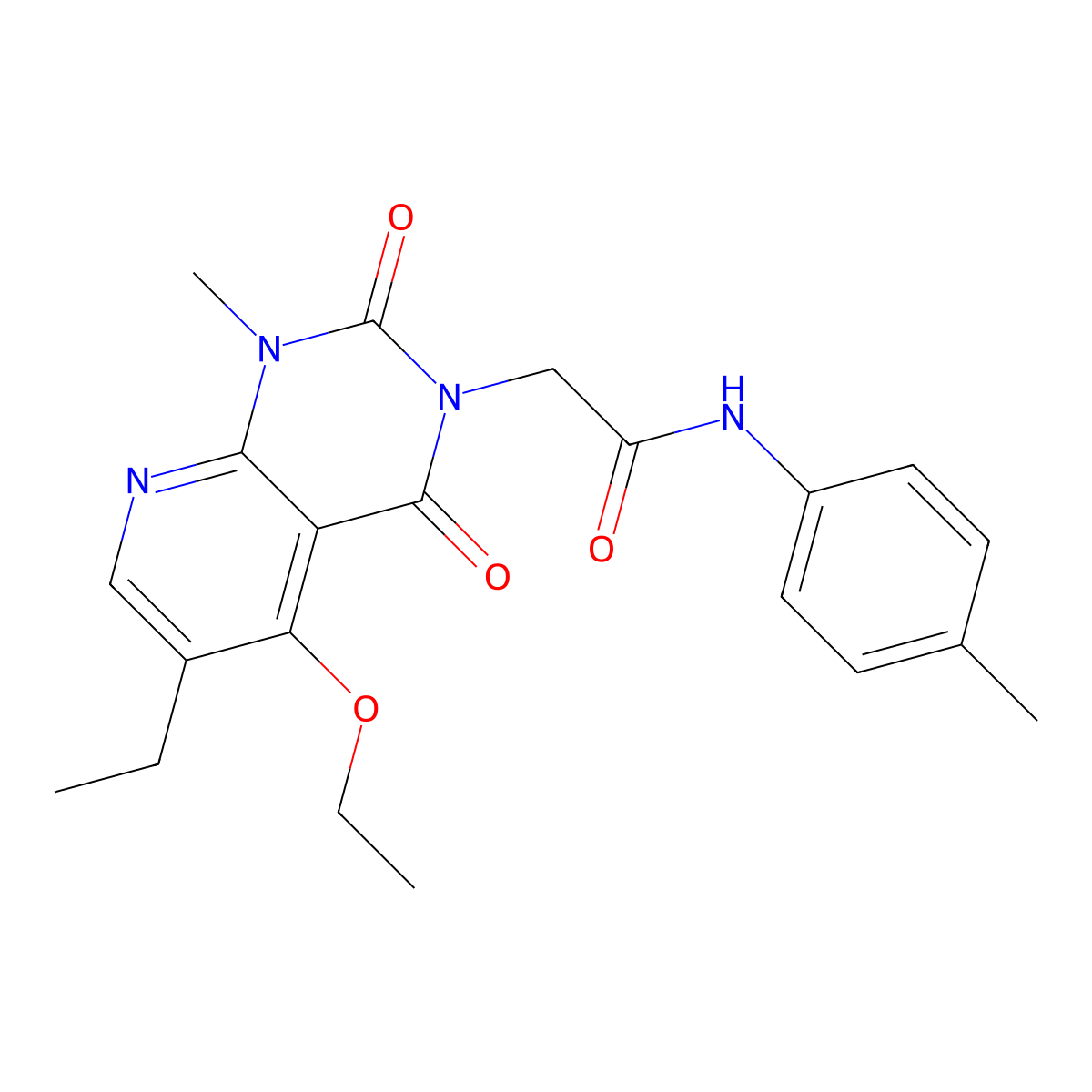 2-(5-ethoxy-6-ethyl-1-methyl-2,4-dioxo-1,2-dihydropyrido[2,3-d]pyrimidin-3(4H)-yl)-N-(p-tolyl)acetamide molecular structure, CAS 1005297-77-7