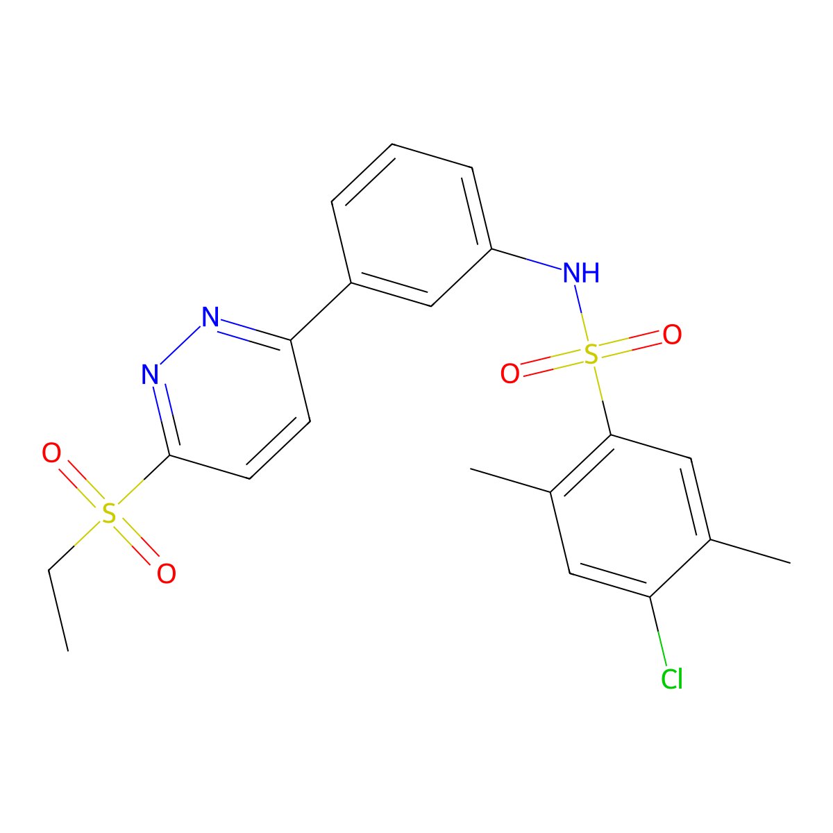 4-chloro-N-(3-(6-(ethylsulfonyl)pyridazin-3-yl)phenyl)-2,5-dimethylbenzenesulfonamide molecular structure, CAS 1005297-78-8