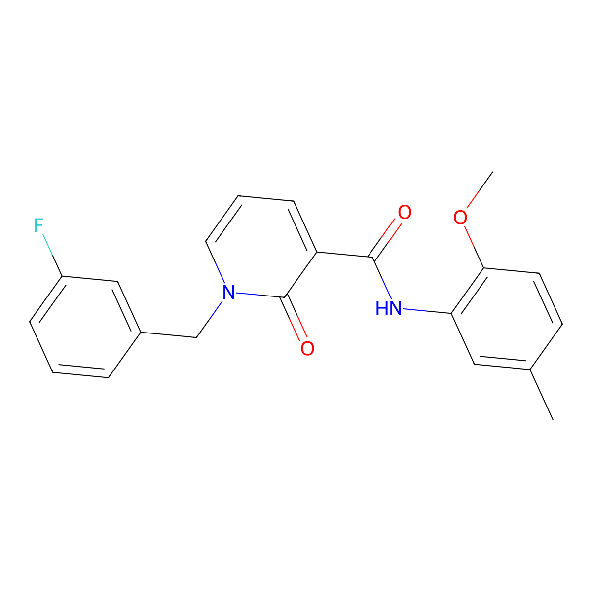 1-(3-fluorobenzyl)-N-(2-methoxy-5-methylphenyl)-2-oxo-1,2-dihydropyridine-3-carboxamide molecular structure, CAS 1005297-80-2