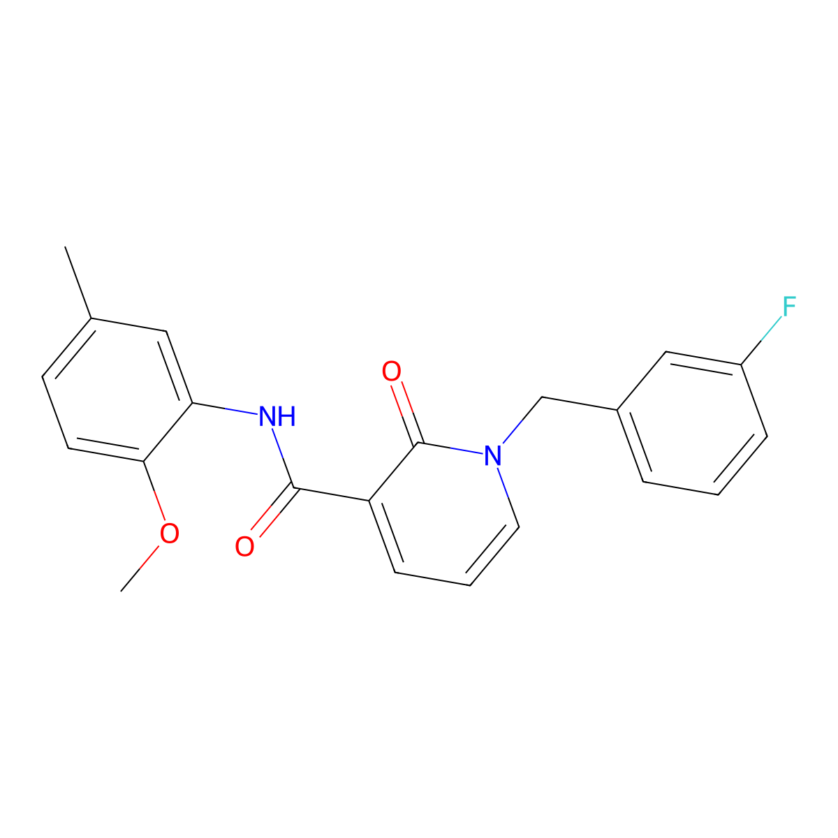 1-(3-fluorobenzyl)-N-(2-methoxy-5-methylphenyl)-2-oxo-1,2-dihydropyridine-3-carboxamide molecular structure, CAS 1005297-80-2