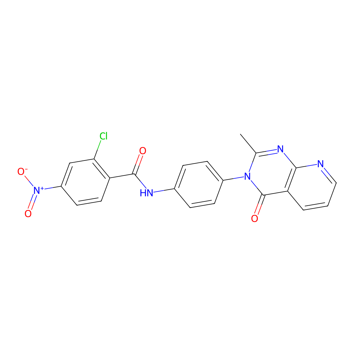 2-chloro-N-(4-(2-methyl-4-oxopyrido[2,3-d]pyrimidin-3(4H)-yl)phenyl)-4-nitrobenzamide molecular structure, CAS 1005297-82-4