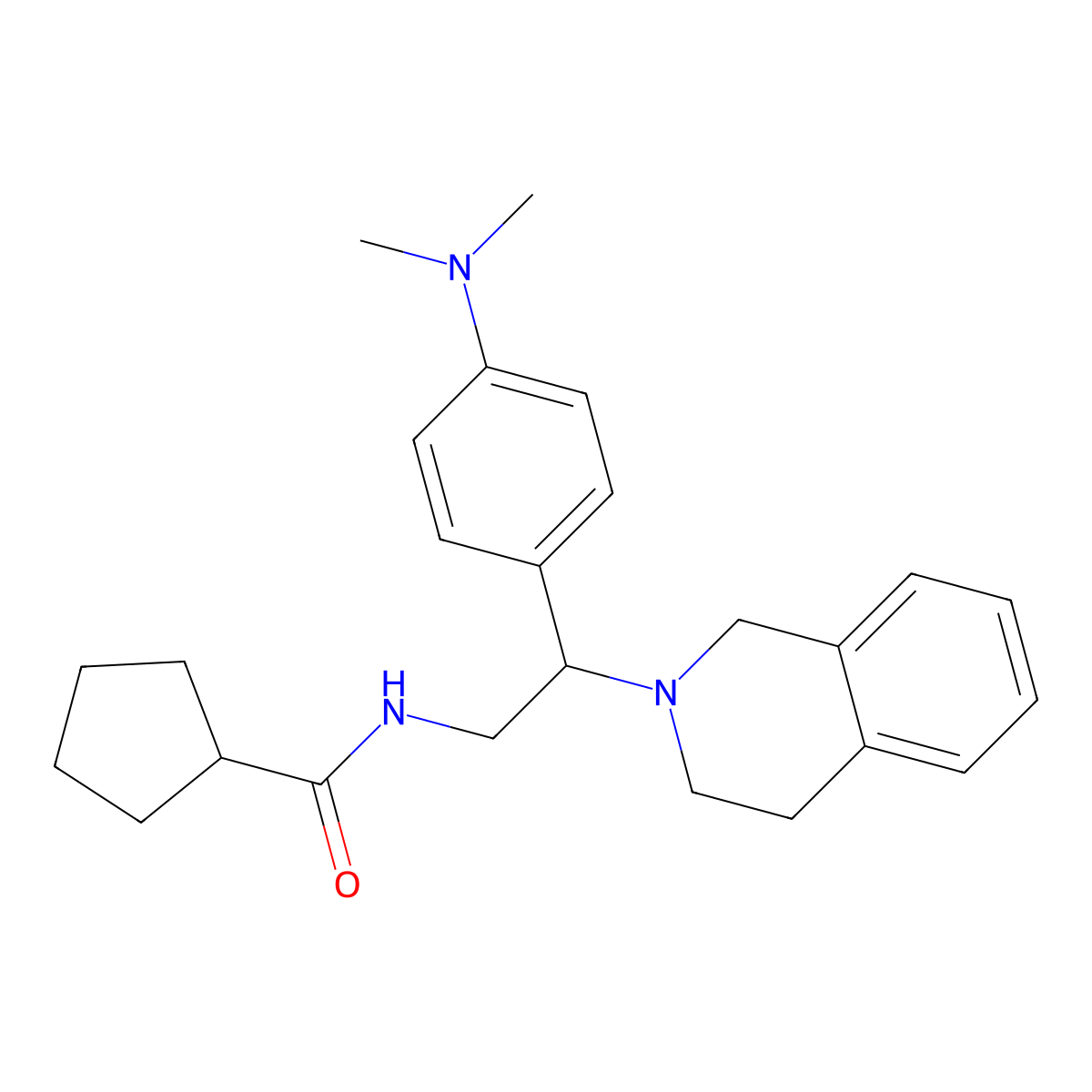 N-(2-(3,4-dihydroisoquinolin-2(1H)-yl)-2-(4-(dimethylamino)phenyl)ethyl)cyclopentanecarboxamide molecular structure, CAS 1005297-83-5