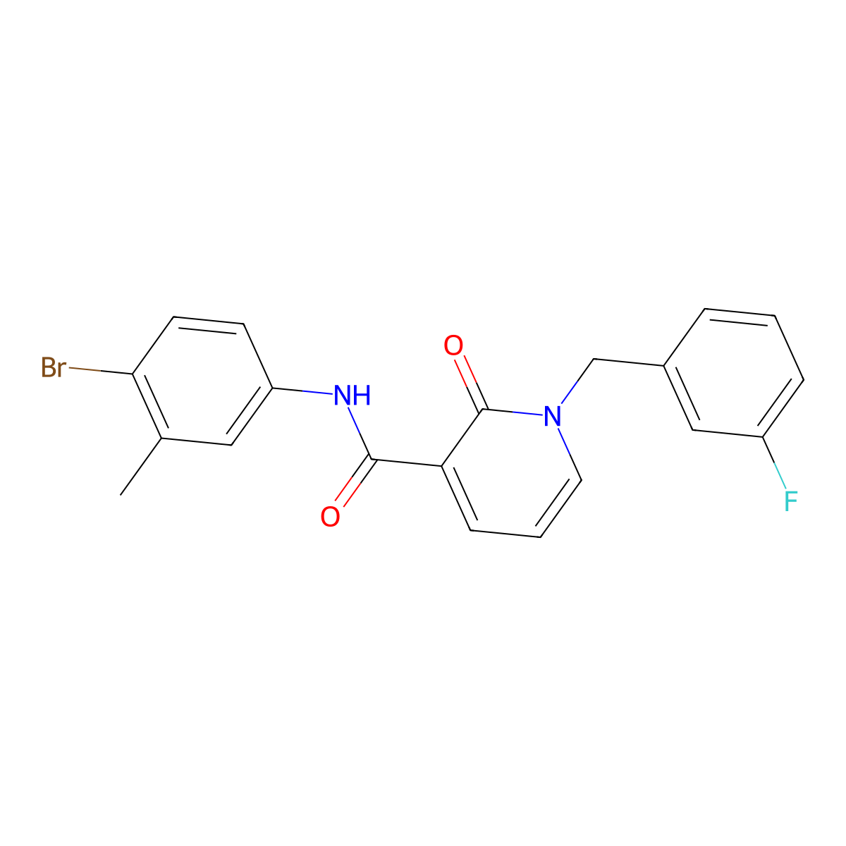 N-(4-bromo-3-methylphenyl)-1-(3-fluorobenzyl)-2-oxo-1,2-dihydropyridine-3-carboxamide molecular structure, CAS 1005297-84-6