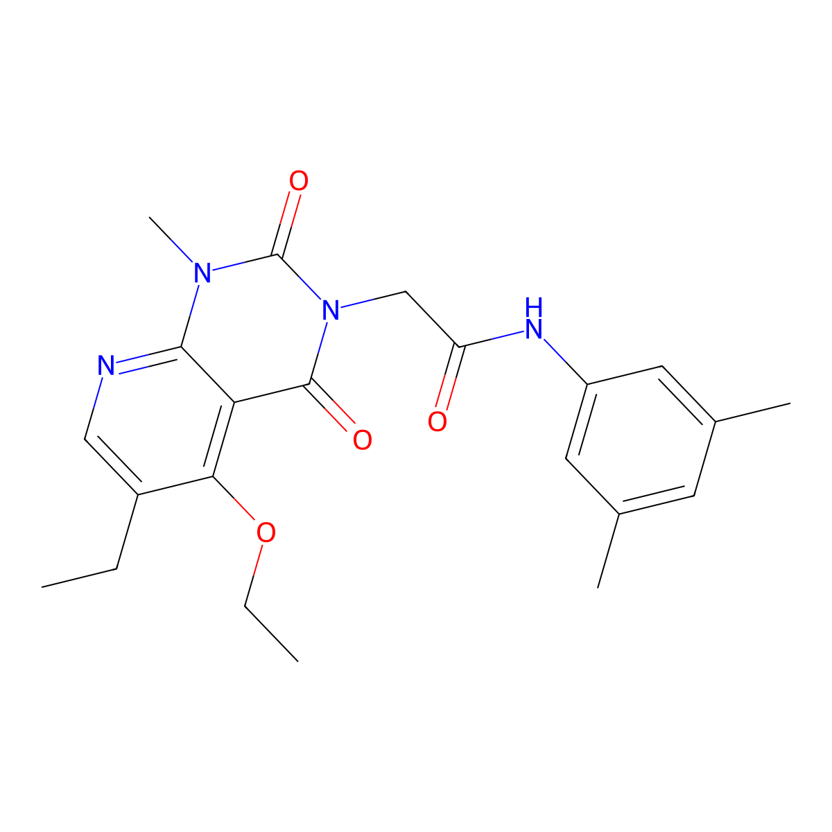 N-(3,5-dimethylphenyl)-2-(5-ethoxy-6-ethyl-1-methyl-2,4-dioxo-1,2-dihydropyrido[2,3-d]pyrimidin-3(4H)-yl)acetamide molecular structure, CAS 1005297-85-7