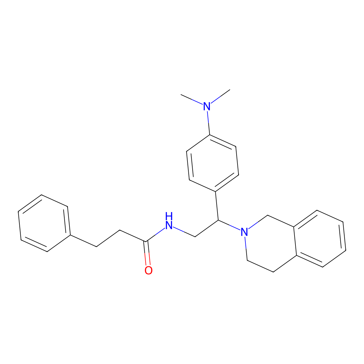 N-(2-(3,4-dihydroisoquinolin-2(1H)-yl)-2-(4-(dimethylamino)phenyl)ethyl)-3-phenylpropanamide molecular structure, CAS 1005297-87-9