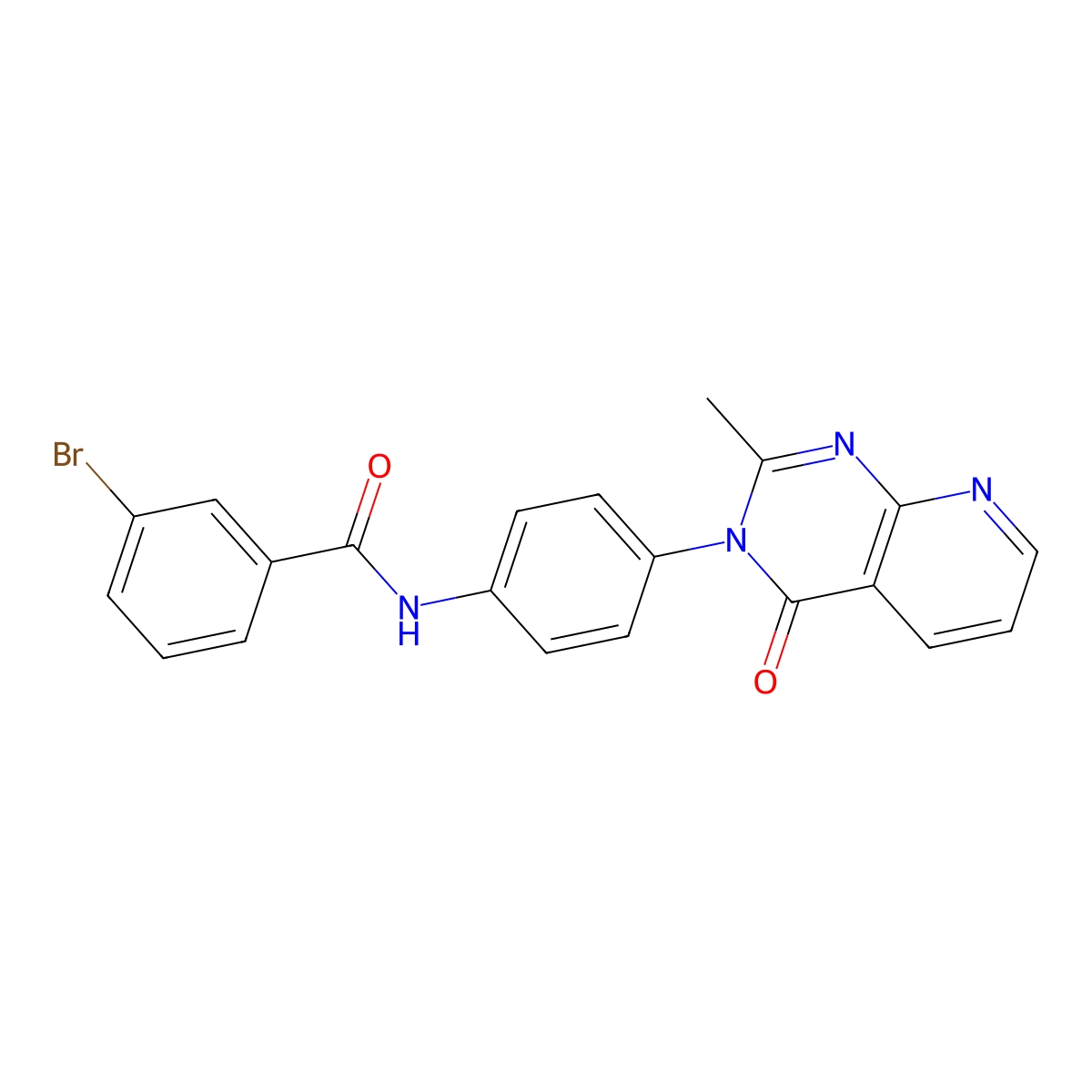 3-bromo-N-(4-(2-methyl-4-oxopyrido[2,3-d]pyrimidin-3(4H)-yl)phenyl)benzamide molecular structure, CAS 1005297-94-8