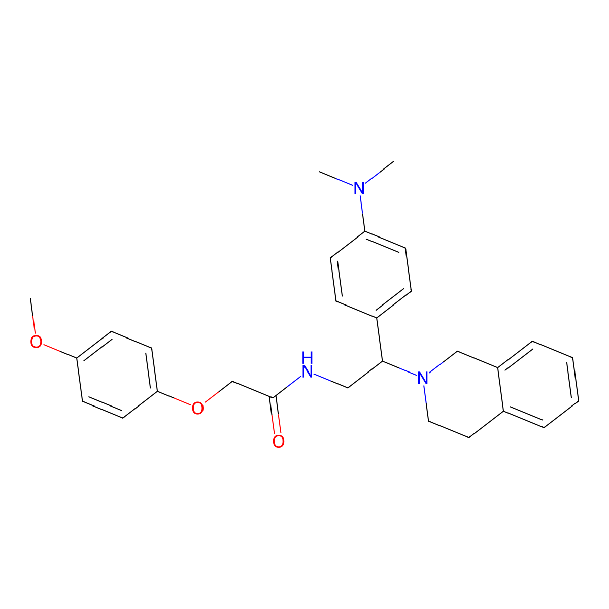 N-(2-(3,4-dihydroisoquinolin-2(1H)-yl)-2-(4-(dimethylamino)phenyl)ethyl)-2-(4-methoxyphenoxy)acetamide molecular structure, CAS 1005297-95-9