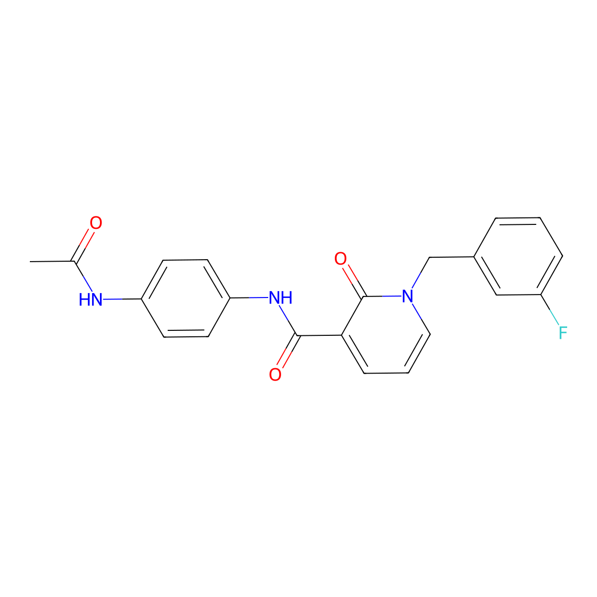 N-(4-acetamidophenyl)-1-(3-fluorobenzyl)-2-oxo-1,2-dihydropyridine-3-carboxamide molecular structure, CAS 1005298-00-9