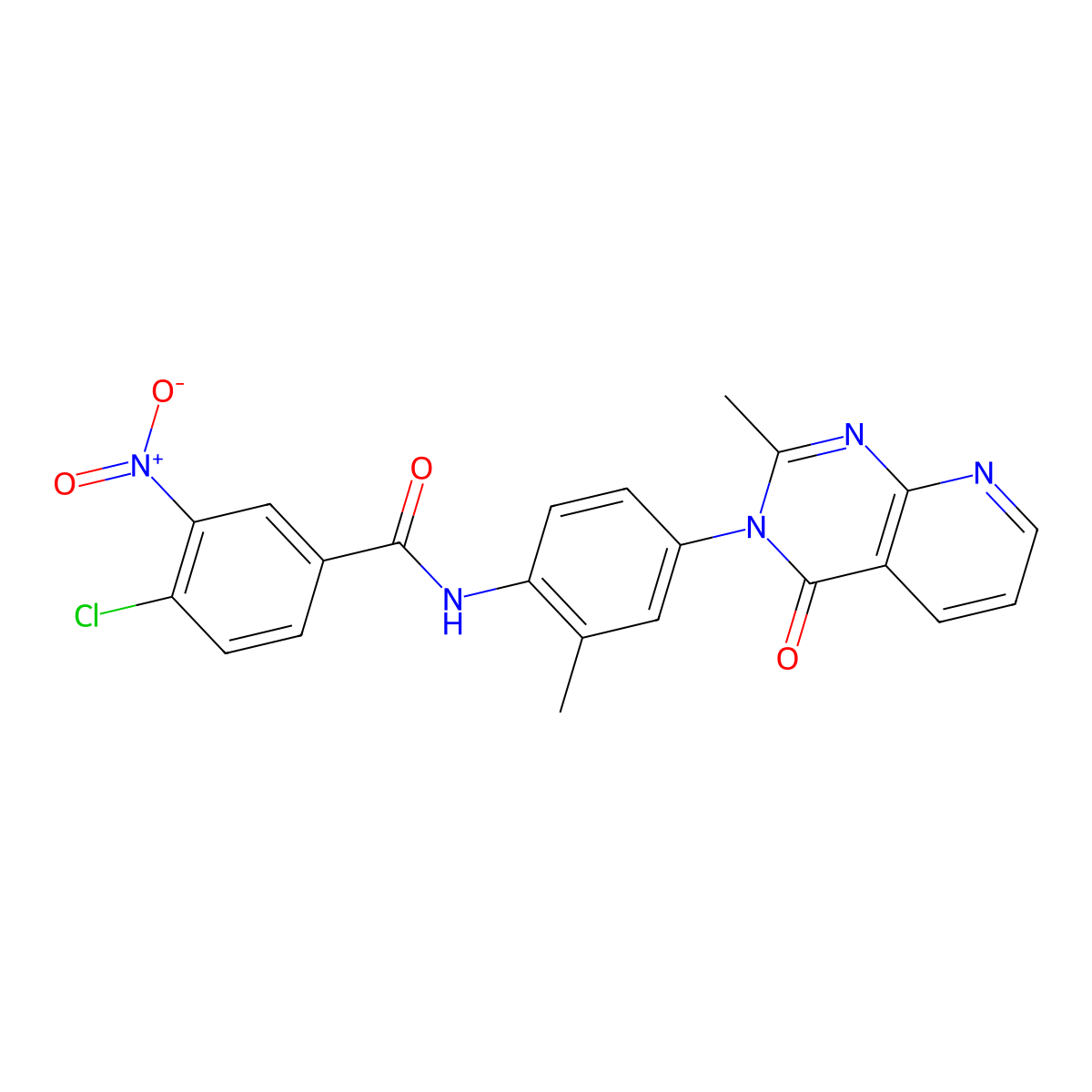 4-chloro-N-(2-methyl-4-(2-methyl-4-oxopyrido[2,3-d]pyrimidin-3(4H)-yl)phenyl)-3-nitrobenzamide molecular structure, CAS 1005298-05-4