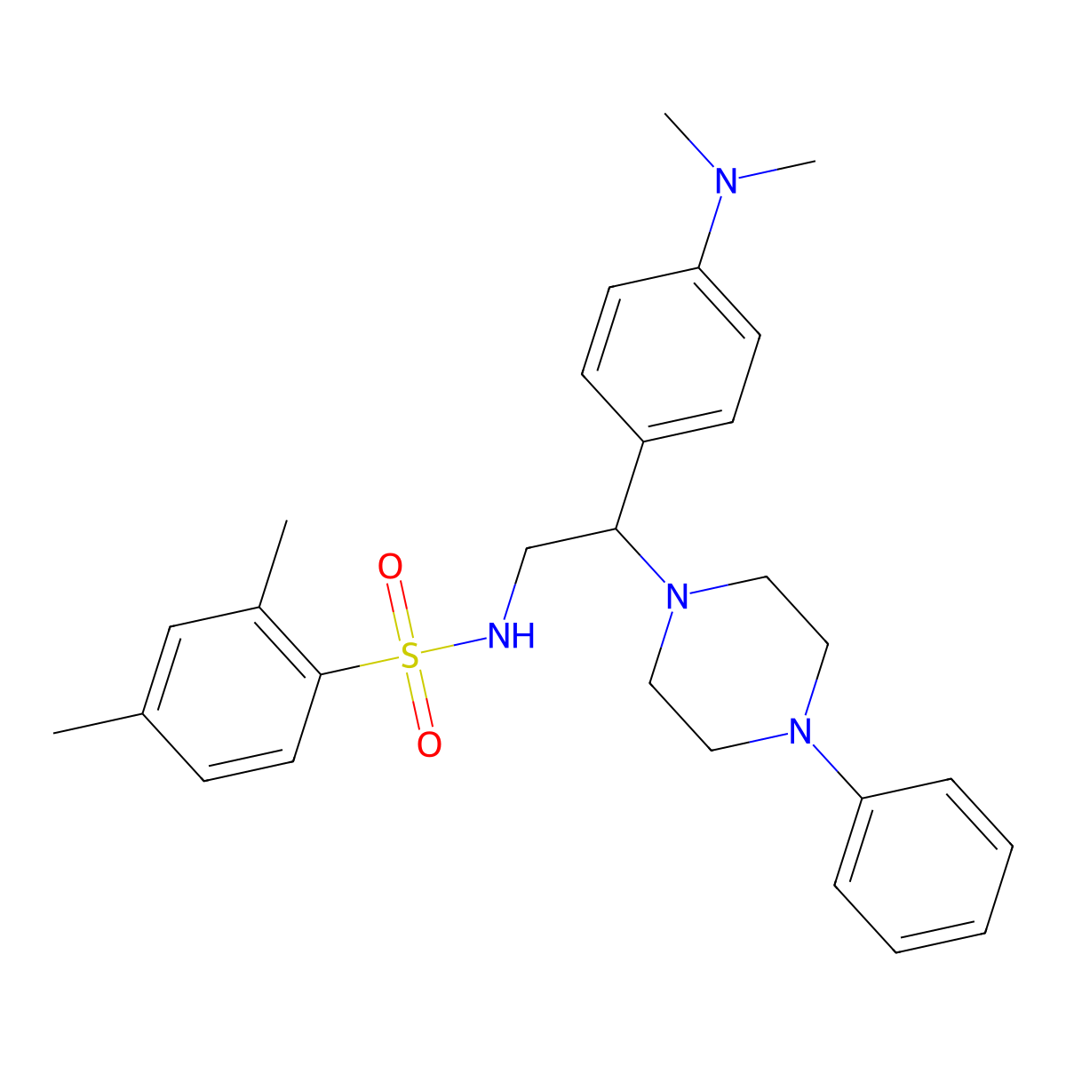 N-(2-(4-(dimethylamino)phenyl)-2-(4-phenylpiperazin-1-yl)ethyl)-2,4-dimethylbenzenesulfonamide molecular structure, CAS 1005298-06-5