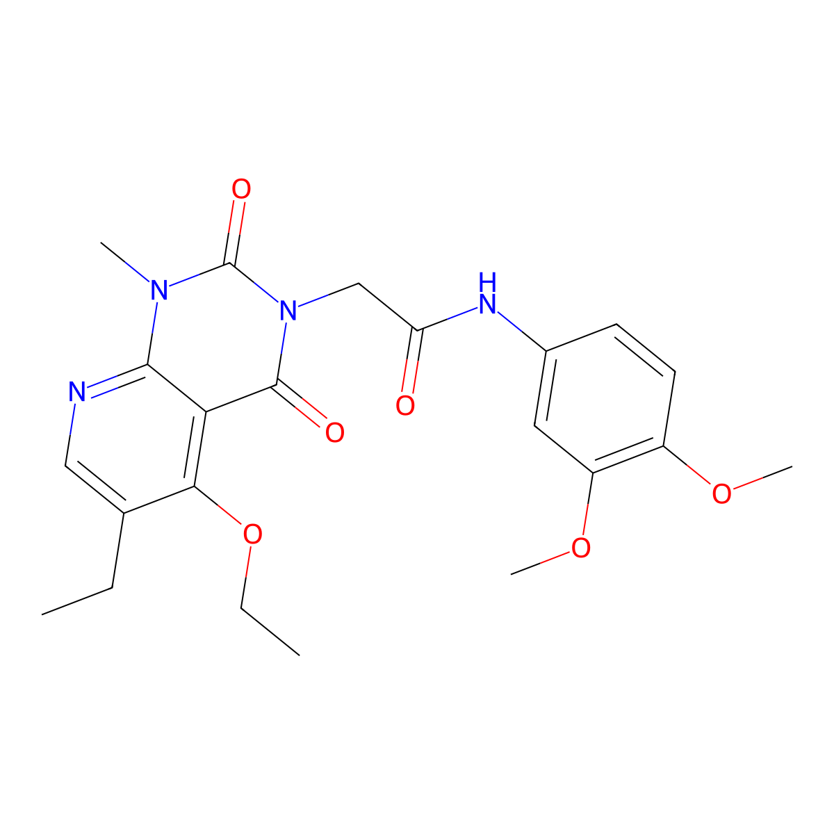 N-(3,4-dimethoxyphenyl)-2-(5-ethoxy-6-ethyl-1-methyl-2,4-dioxo-1,2-dihydropyrido[2,3-d]pyrimidin-3(4H)-yl)acetamide molecular structure, CAS 1005298-08-7