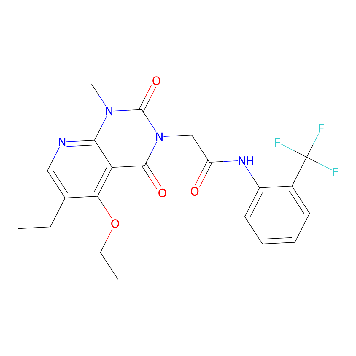 2-(5-ethoxy-6-ethyl-1-methyl-2,4-dioxo-1,2-dihydropyrido[2,3-d]pyrimidin-3(4H)-yl)-N-(2-(trifluoromethyl)phenyl)acetamide molecular structure, CAS 1005298-11-2