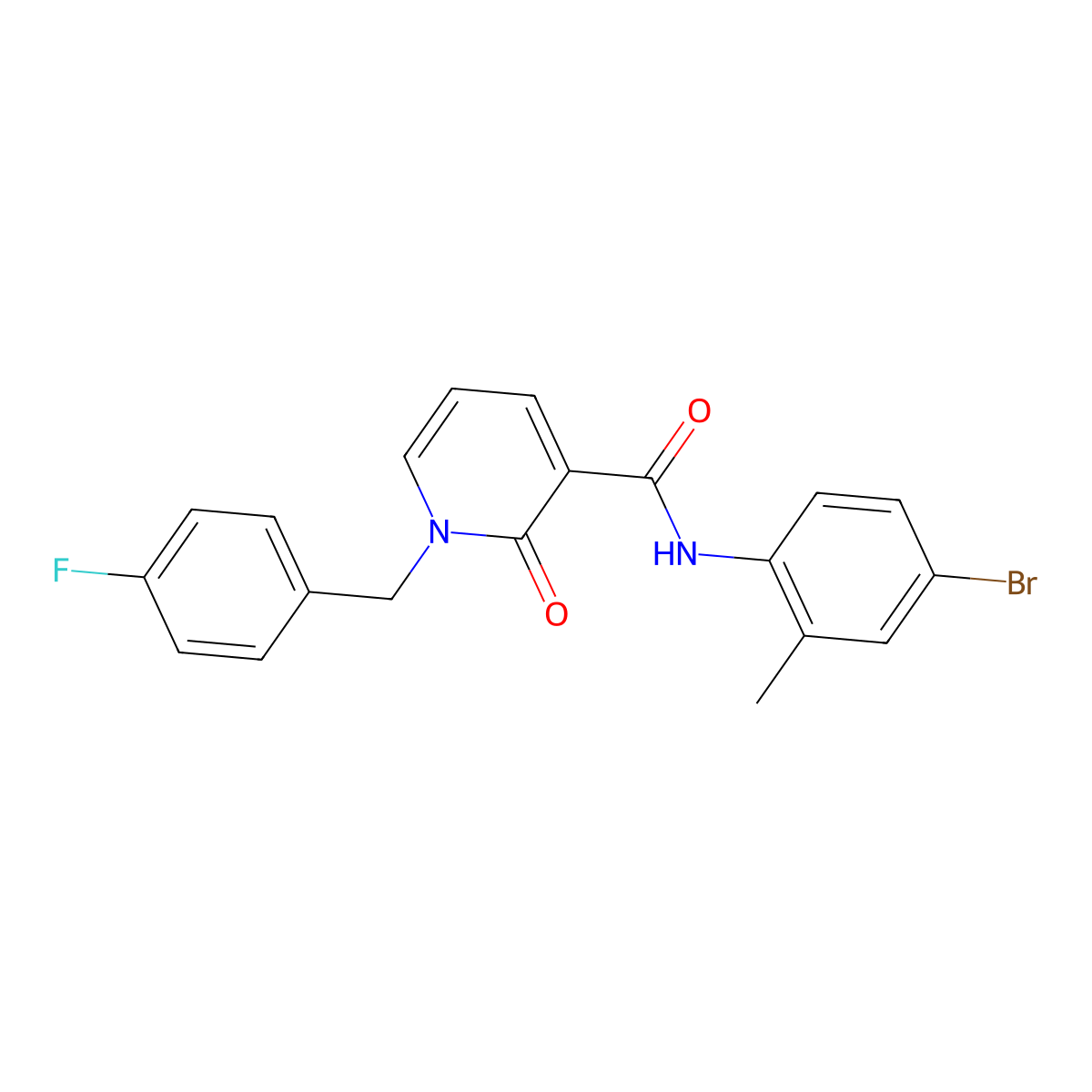 N-(4-bromo-2-methylphenyl)-1-(4-fluorobenzyl)-2-oxo-1,2-dihydropyridine-3-carboxamide molecular structure, CAS 1005298-13-4