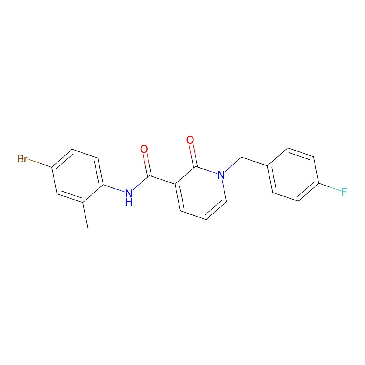 N-(4-bromo-2-methylphenyl)-1-(4-fluorobenzyl)-2-oxo-1,2-dihydropyridine-3-carboxamide molecular structure, CAS 1005298-13-4