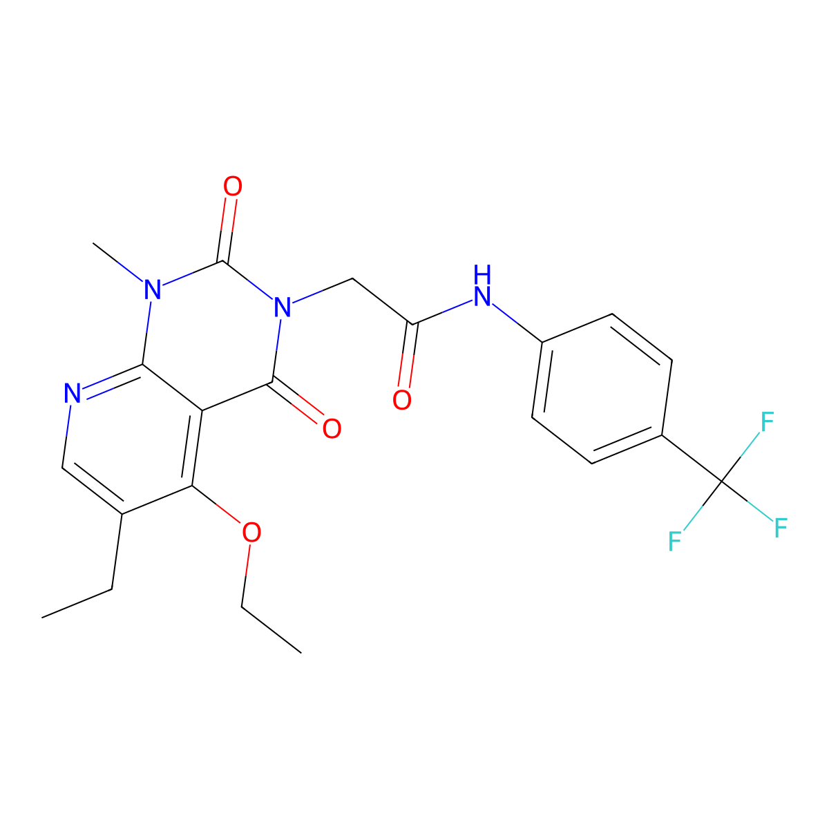 2-(5-ethoxy-6-ethyl-1-methyl-2,4-dioxo-1,2-dihydropyrido[2,3-d]pyrimidin-3(4H)-yl)-N-(4-(trifluoromethyl)phenyl)acetamide molecular structure, CAS 1005298-14-5