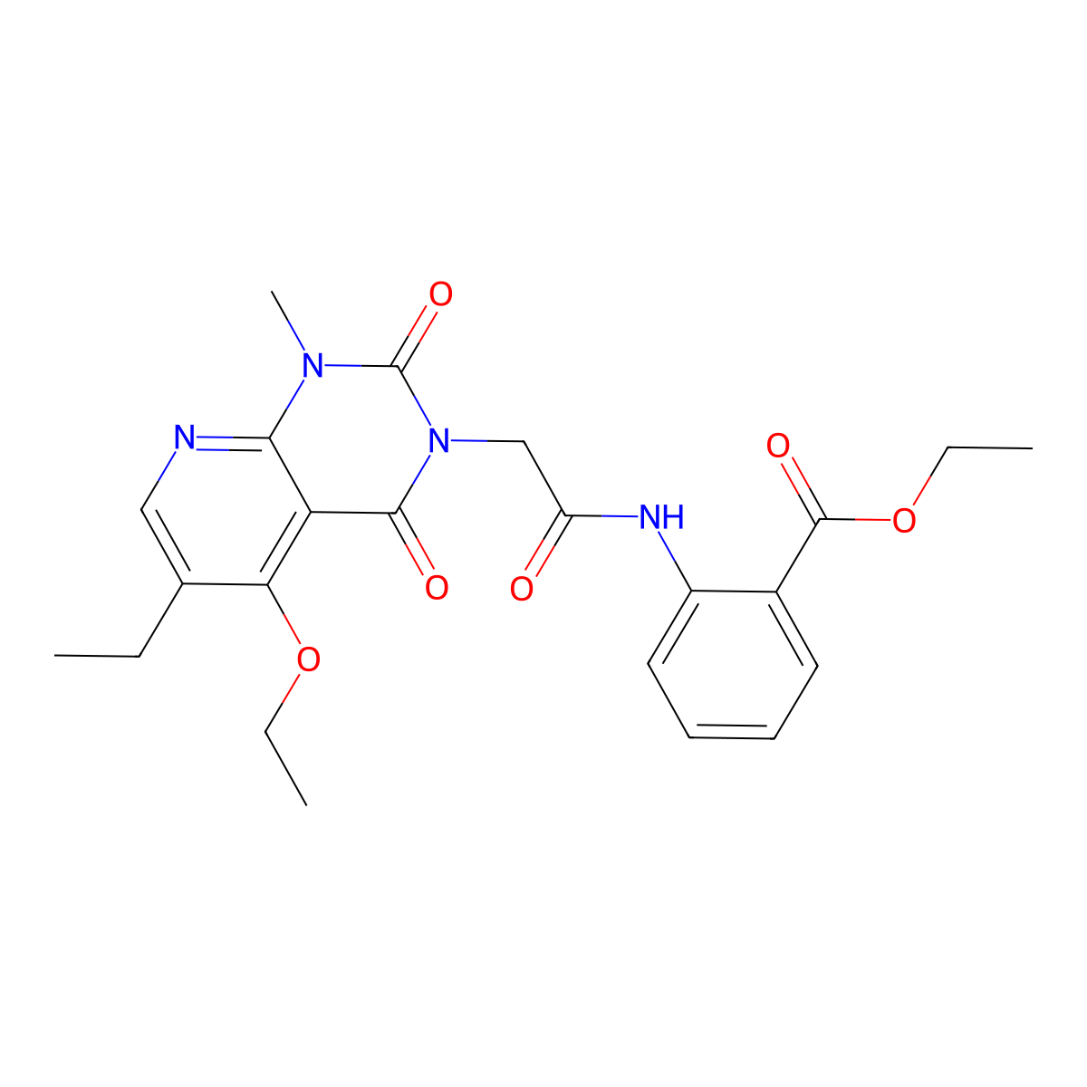 ethyl 2-(2-(5-ethoxy-6-ethyl-1-methyl-2,4-dioxo-1,2-dihydropyrido[2,3-d]pyrimidin-3(4H)-yl)acetamido)benzoate molecular structure, CAS 1005298-17-8