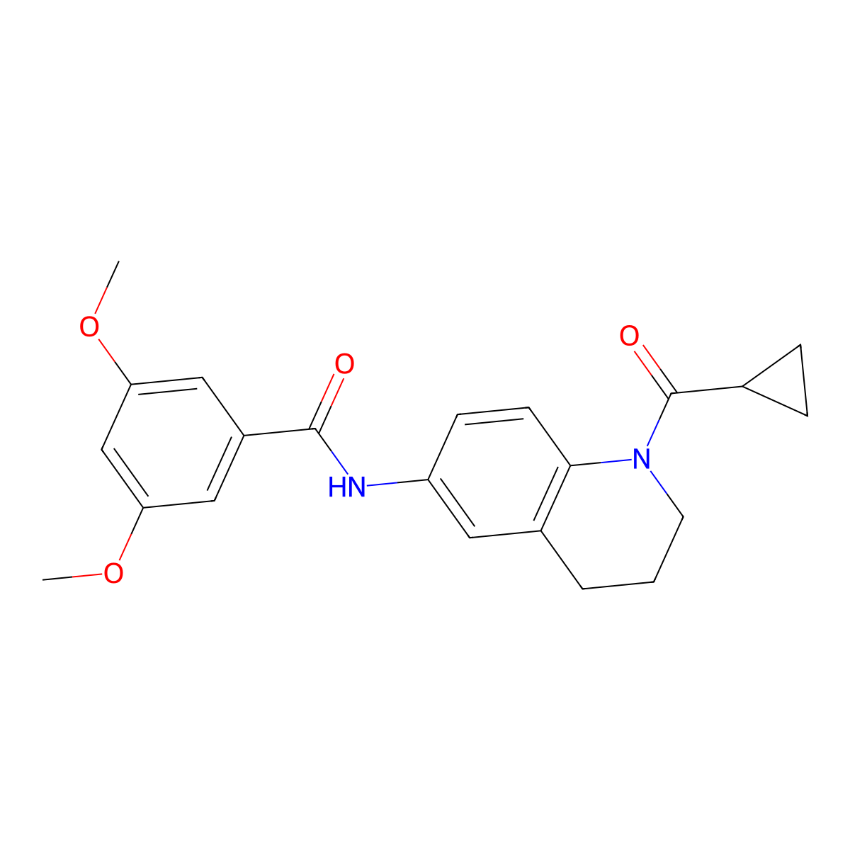 N-[1-(cyclopropanecarbonyl)-3,4-dihydro-2H-quinolin-6-yl]-3,5-dimethoxybenzamide molecular structure, CAS 1005298-18-9