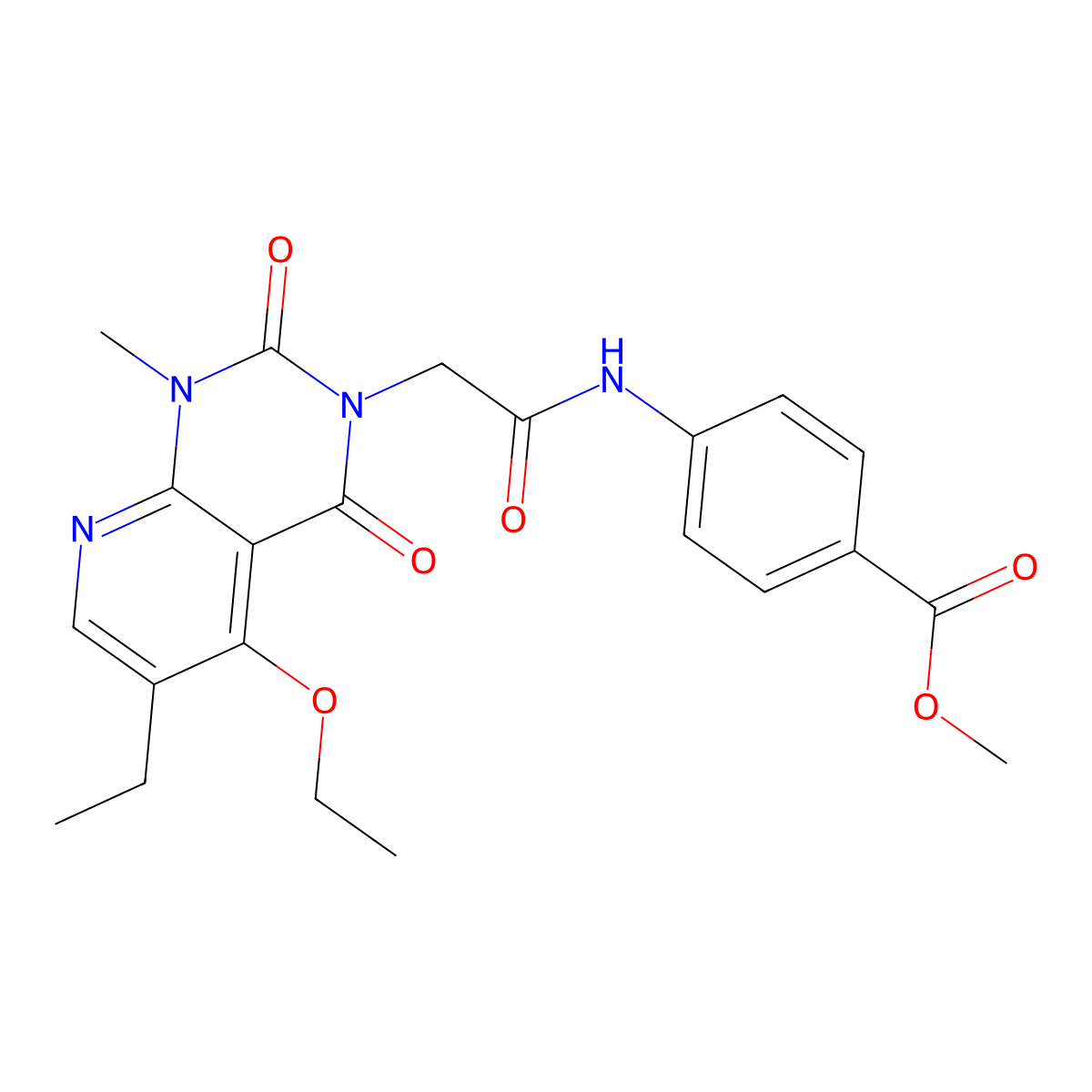 methyl 4-(2-(5-ethoxy-6-ethyl-1-methyl-2,4-dioxo-1,2-dihydropyrido[2,3-d]pyrimidin-3(4H)-yl)acetamido)benzoate molecular structure, CAS 1005298-20-3